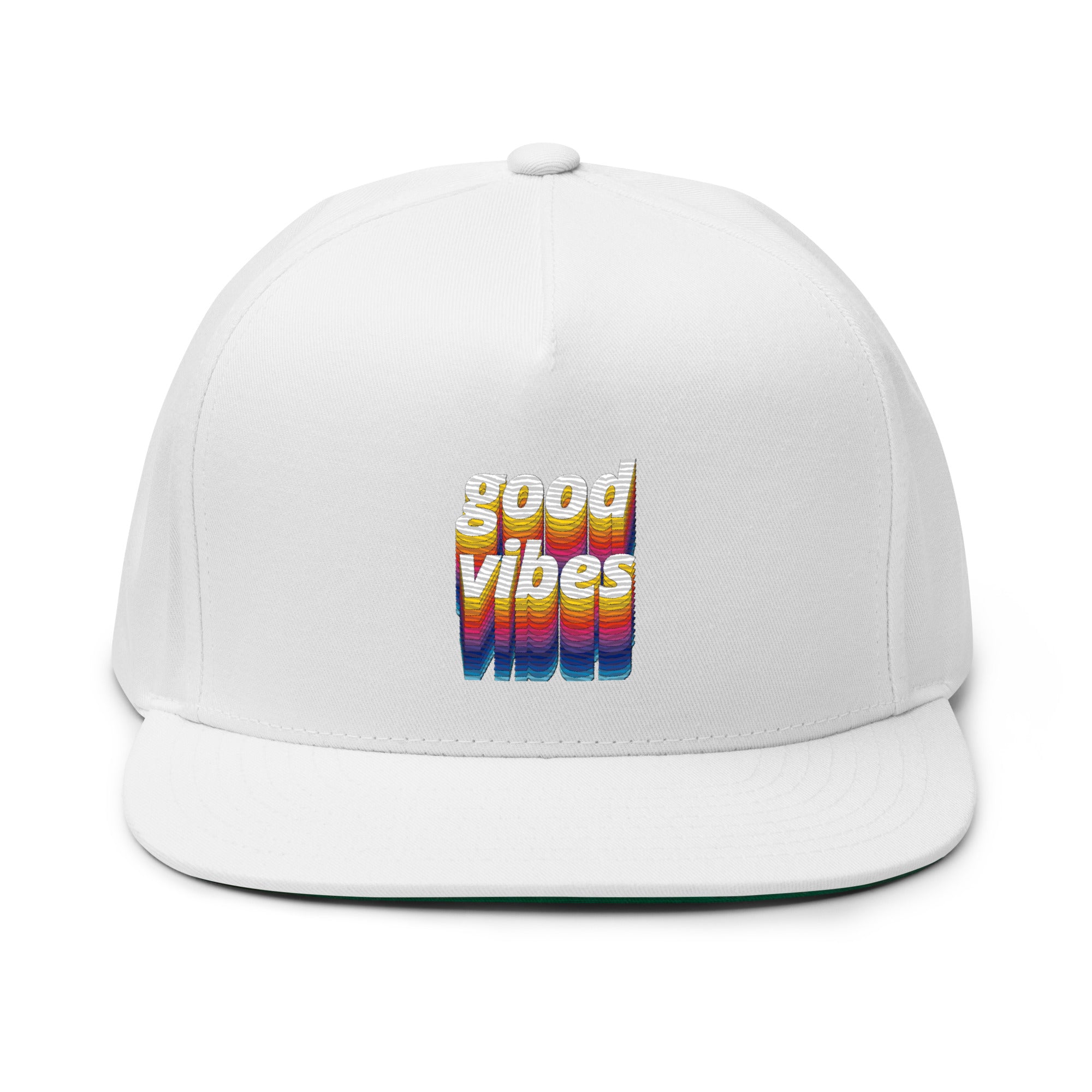 Rich Drip Good Vibes Multi-Colored 1.4 - Flat Bill Cap White