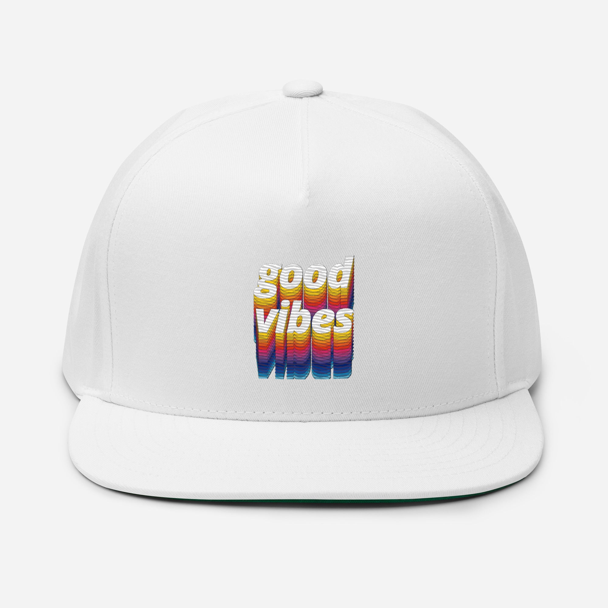 Rich Drip Good Vibes Multi-Colored 1.4 - Flat Bill Cap White