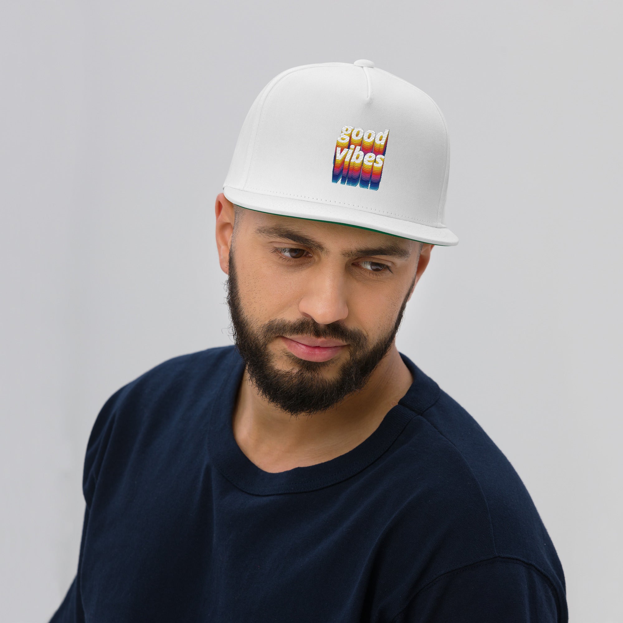 Rich Drip Good Vibes Multi-Colored 1.4 - Flat Bill Cap White