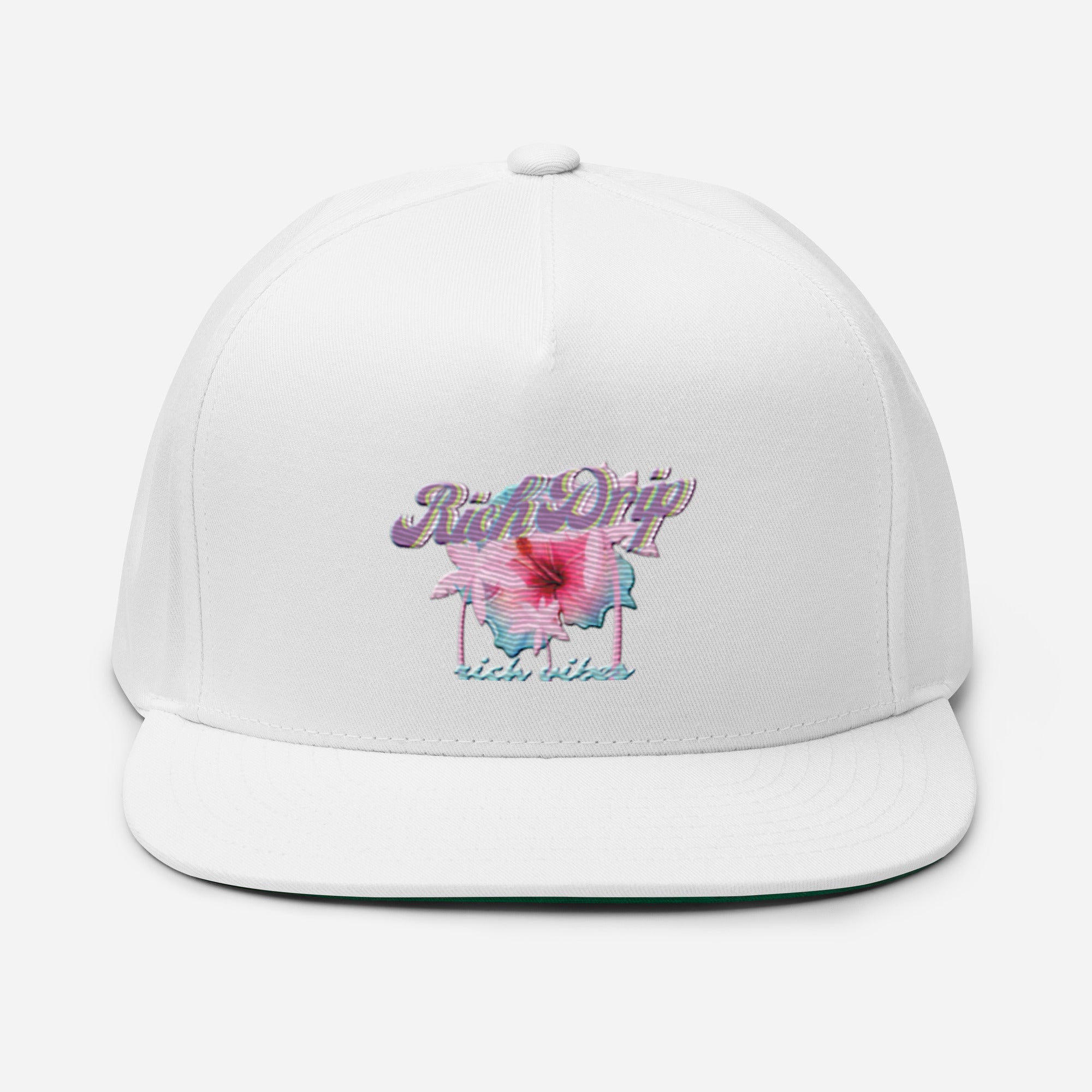 RV Rich Drip Tropical Pink Palm Tree - Flat Bill Cap Black