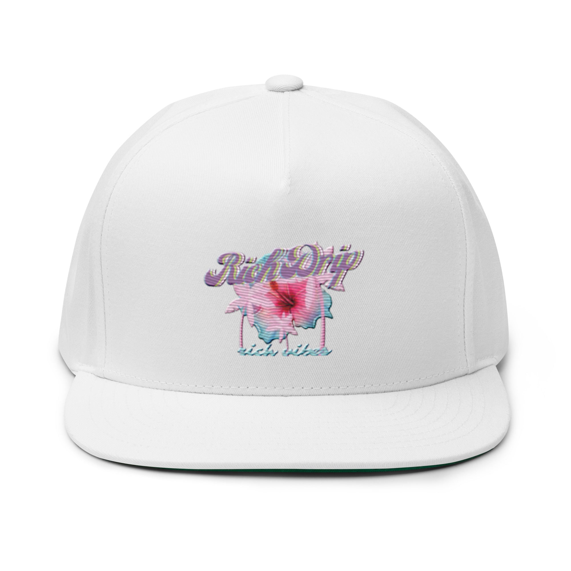 RV Rich Drip Tropical Pink Palm Tree - Flat Bill Cap Black