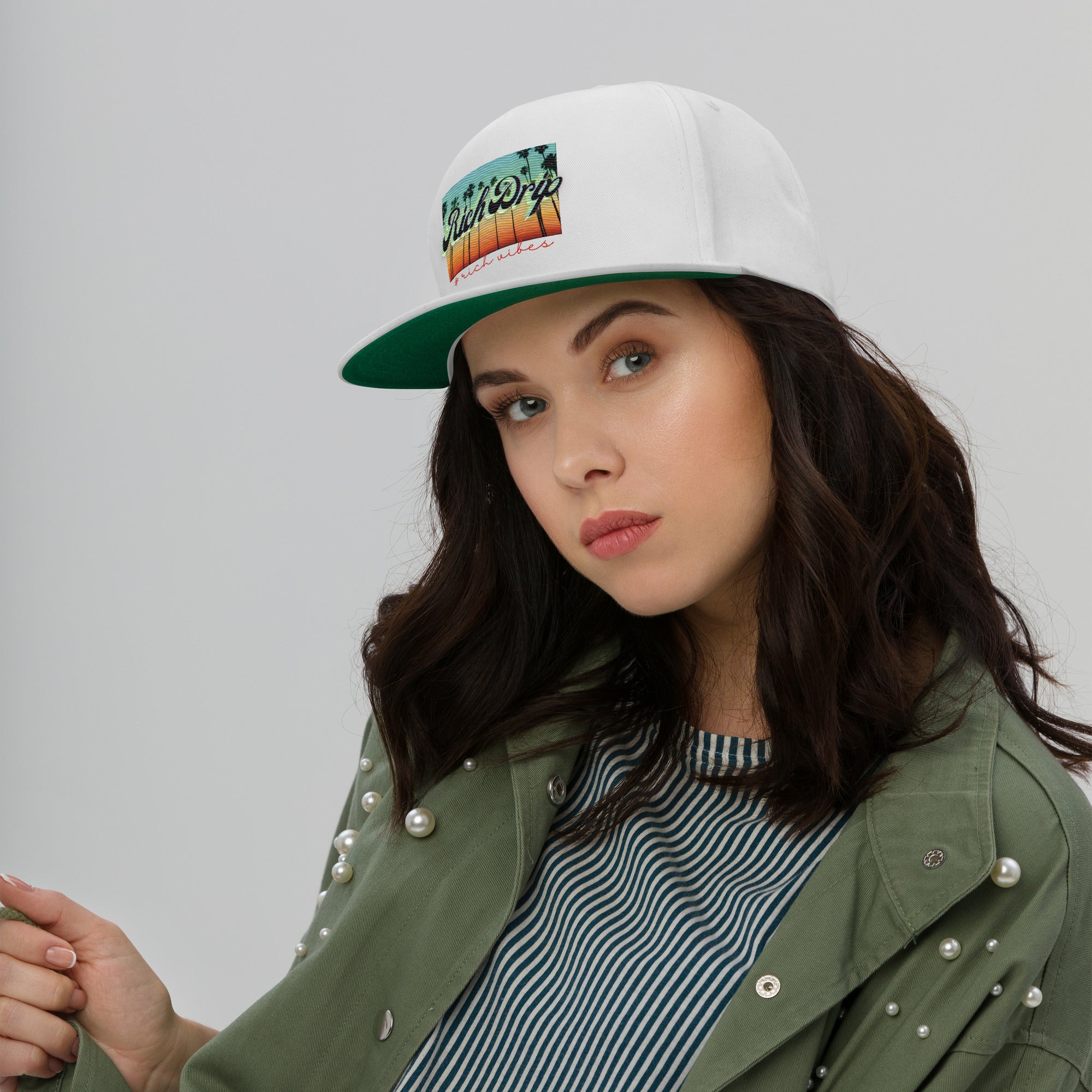 Rich Drip Multi Colored Beach Sunset Drip 2.0 - Flat Bill Cap White