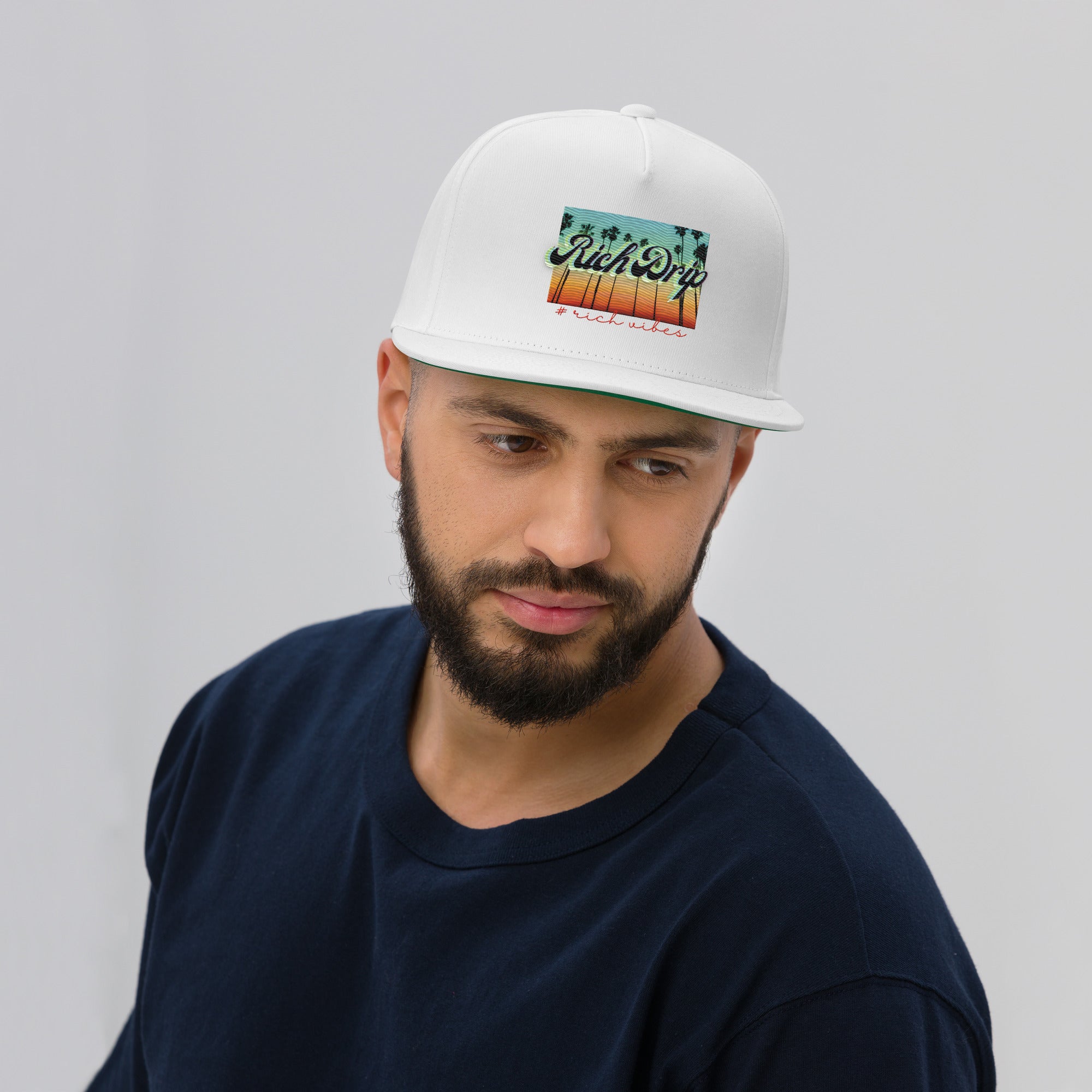 Rich Drip Multi Colored Beach Sunset Drip 2.0 - Flat Bill Cap White