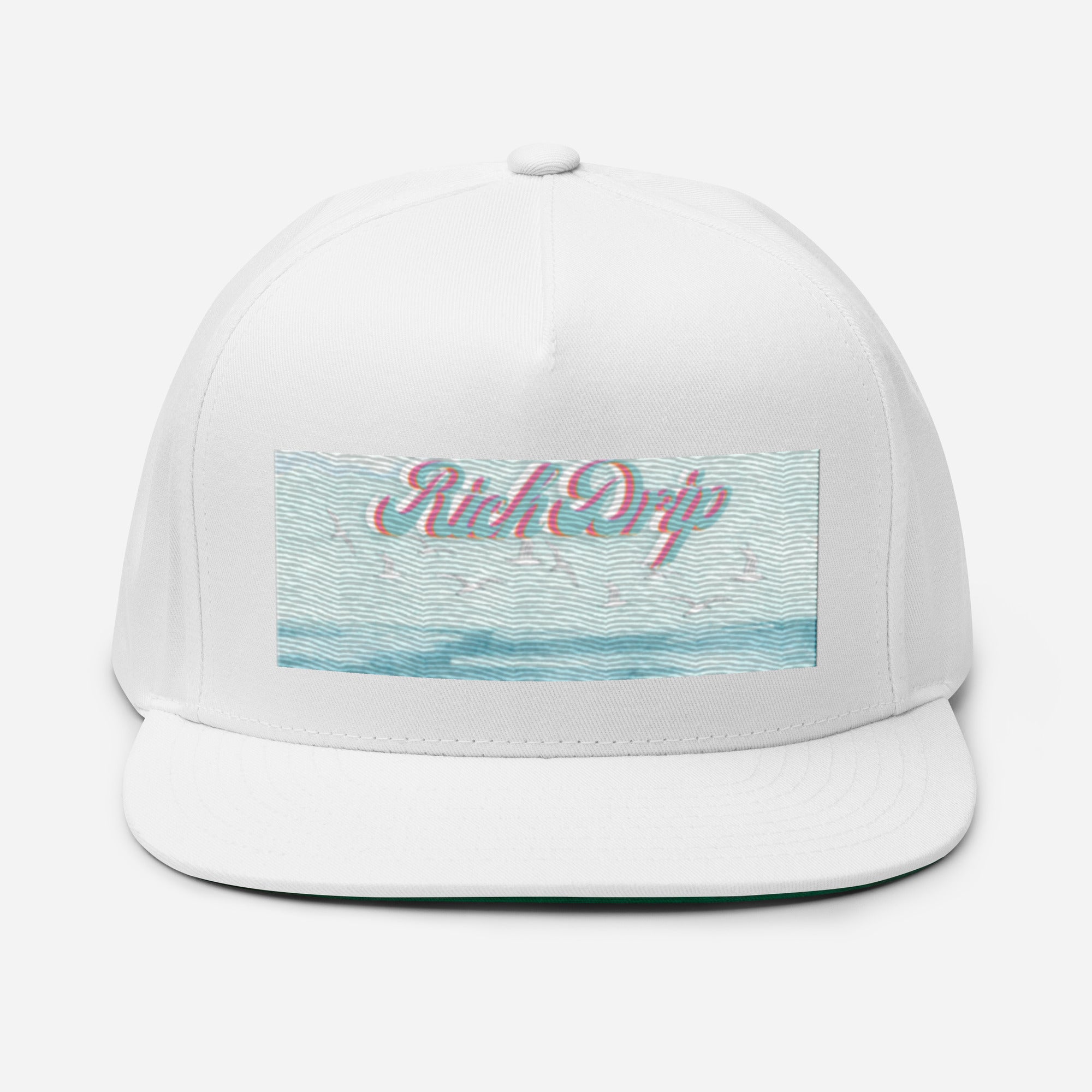 Rich Drip Blue Skies Beach Vibes - Trucker Cap Black - Flat Bill Cap Str8 Miami White