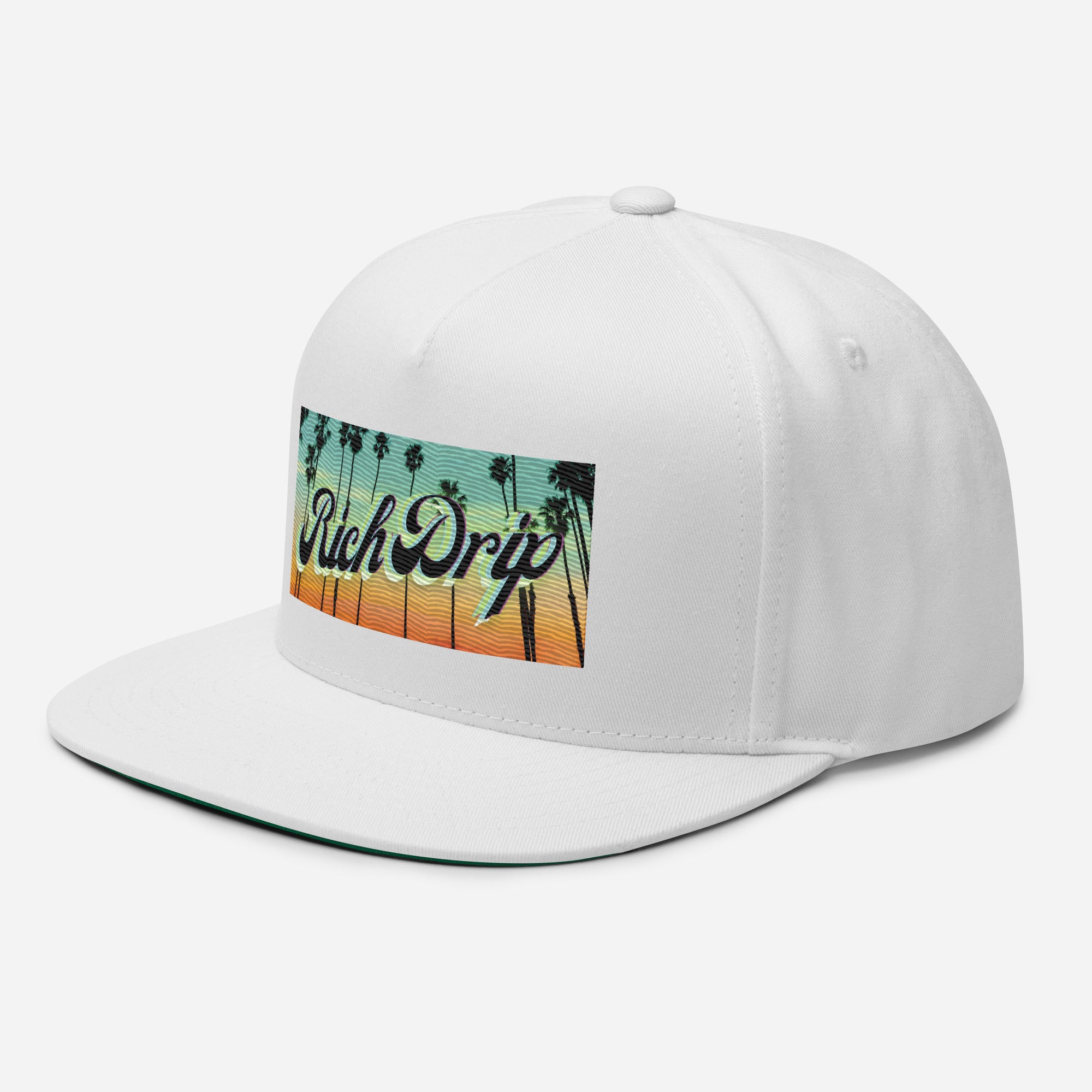 Rich Drip Blue Island Sunset 2.0 - Flat Bill Cap Str8 White