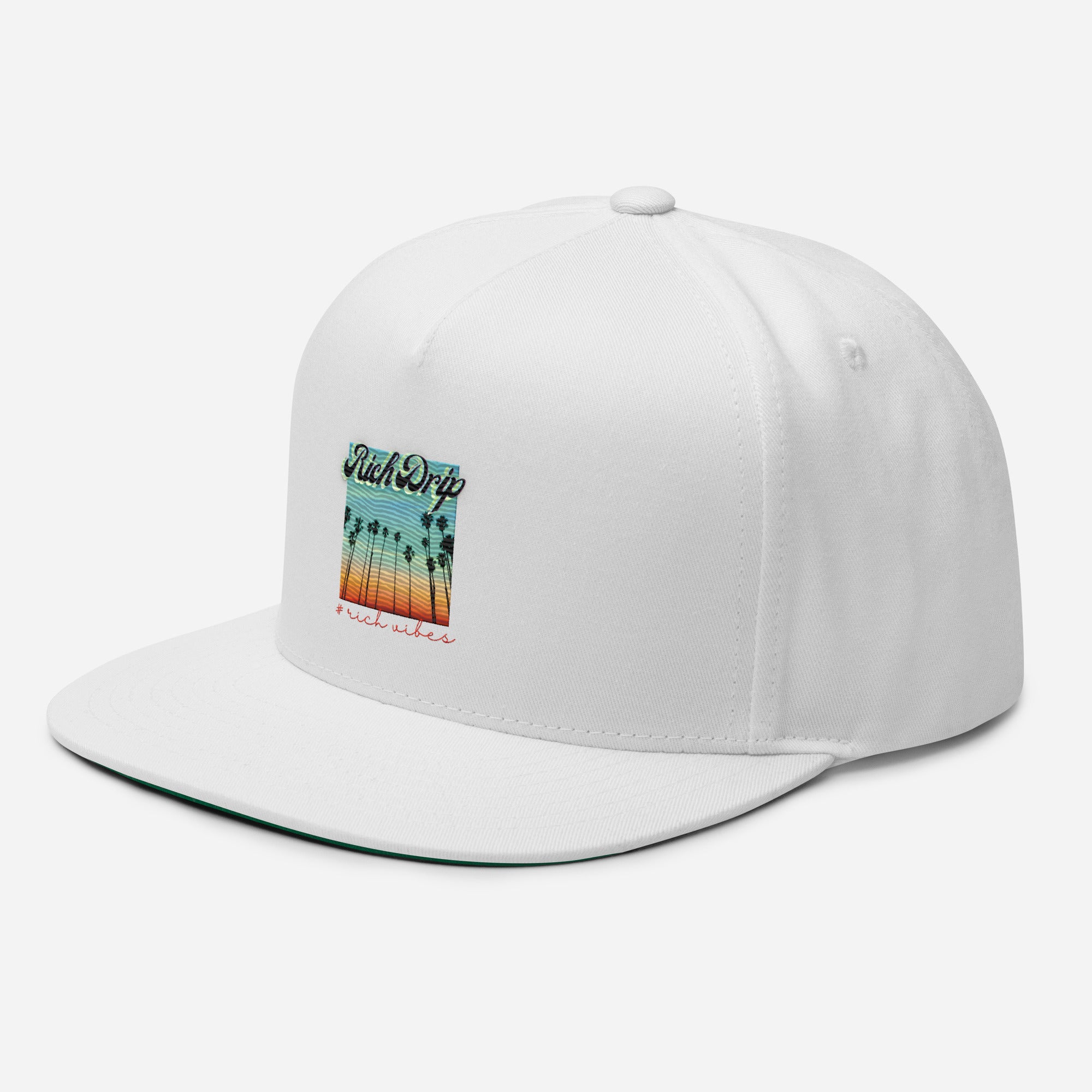 Rich Drip Multi Colored Beach Sunset Drip Signature 1.0 - Flat Bill Cap White