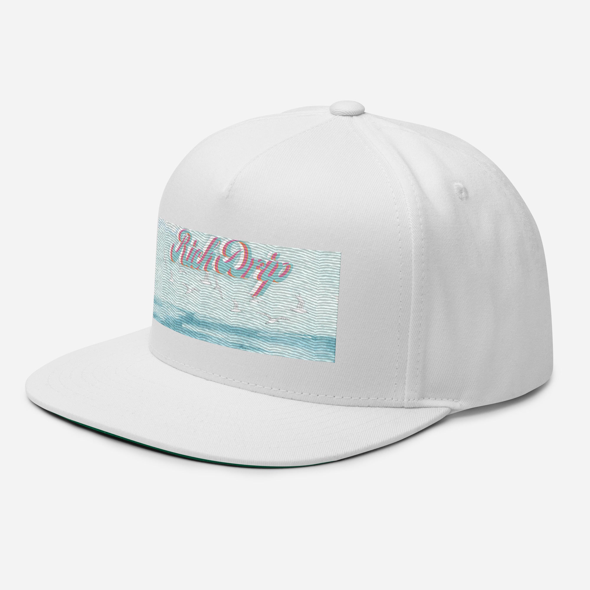 RiRich Drip Blue Skies Beach Vibes - Trucker Cap Black - Flat Bill Cap Miami White