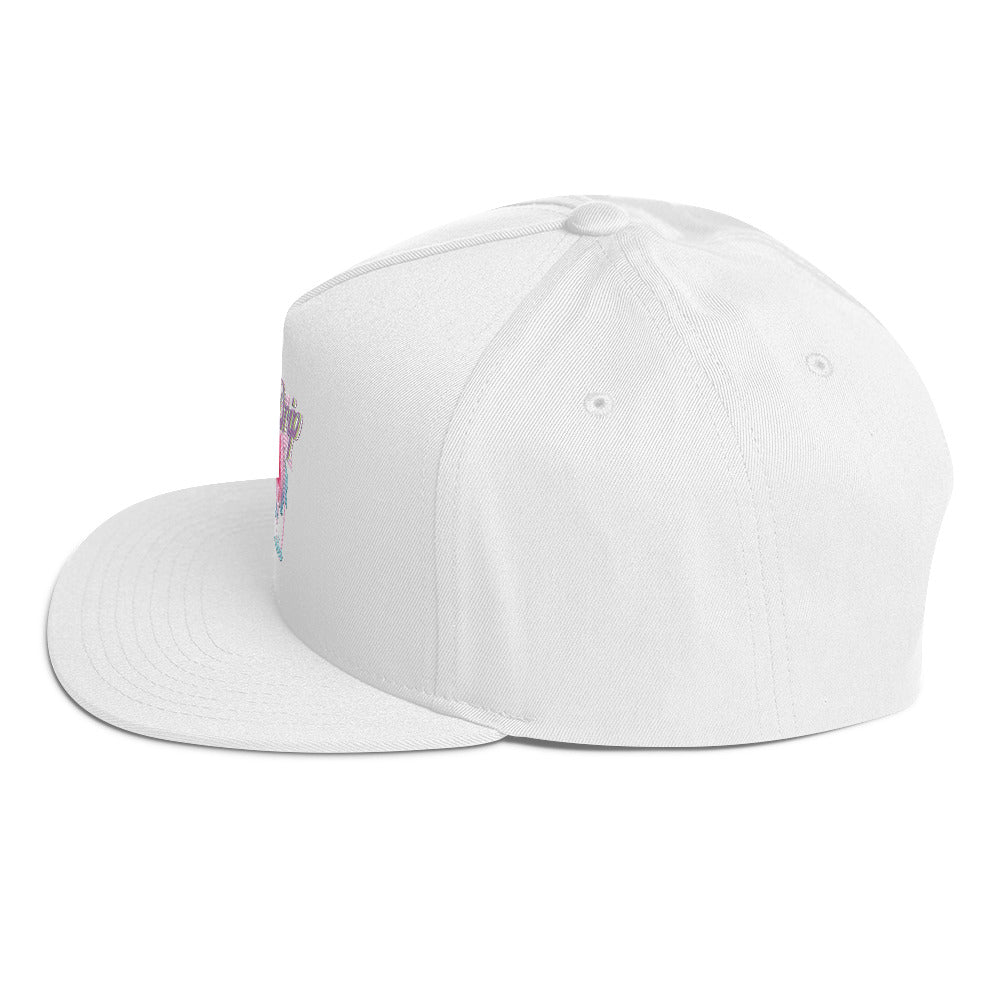 RV Rich Drip Tropical Pink Palm Tree - Flat Bill Cap White