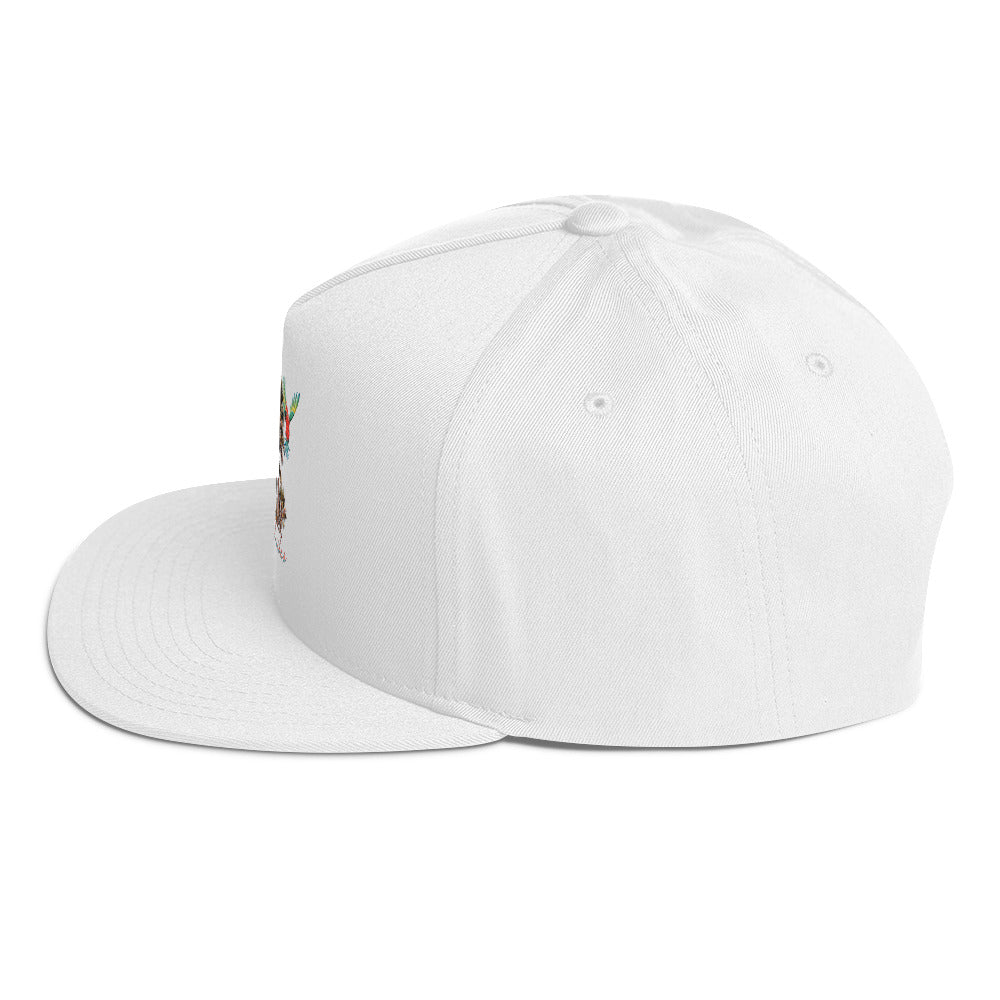 Rich Vibes Rich Drip Colorful Palm Trees Silhouette 1.1 - Flat Bill Cap White
