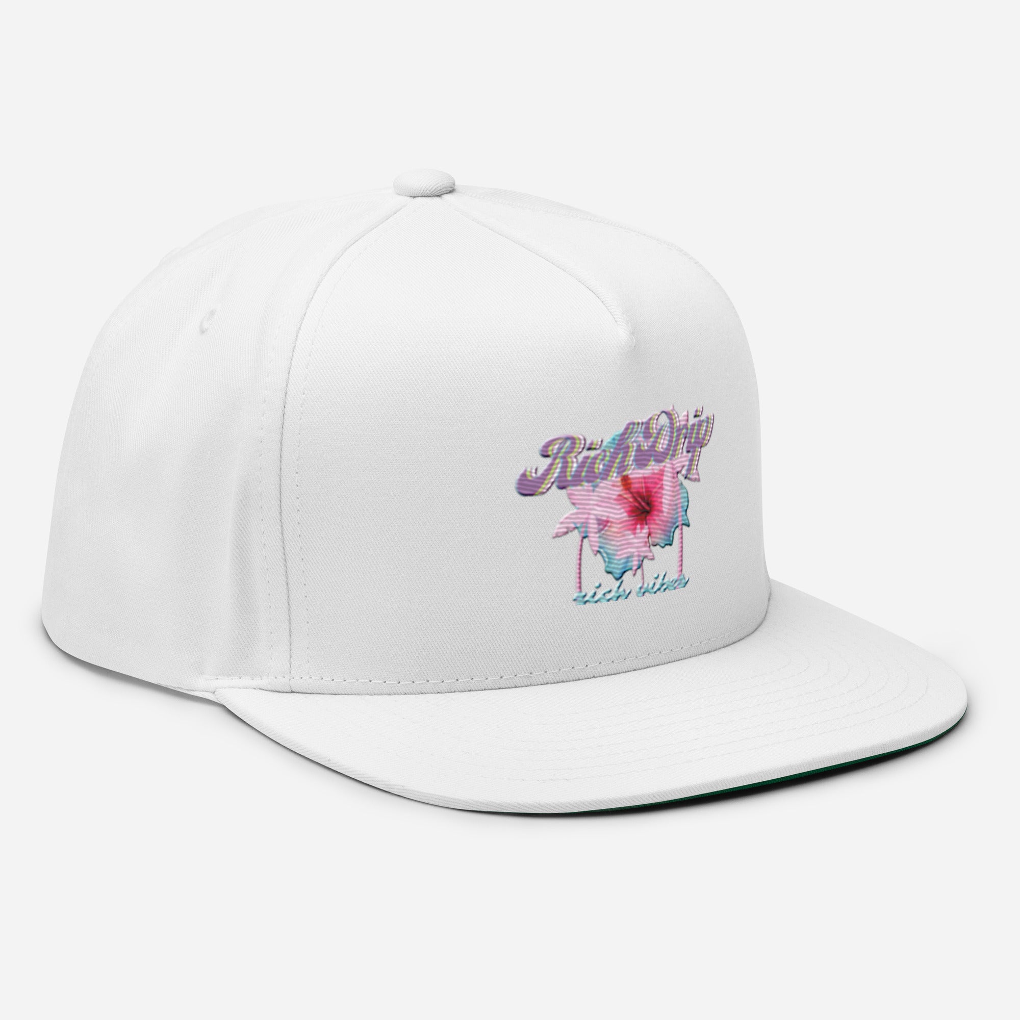 RV Rich Drip Tropical Pink Palm Tree - Flat Bill Cap Black