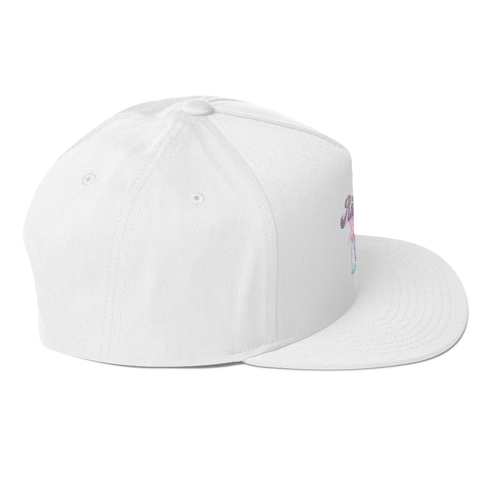 RV Rich Drip Tropical Pink Palm Tree - Flat Bill Cap White