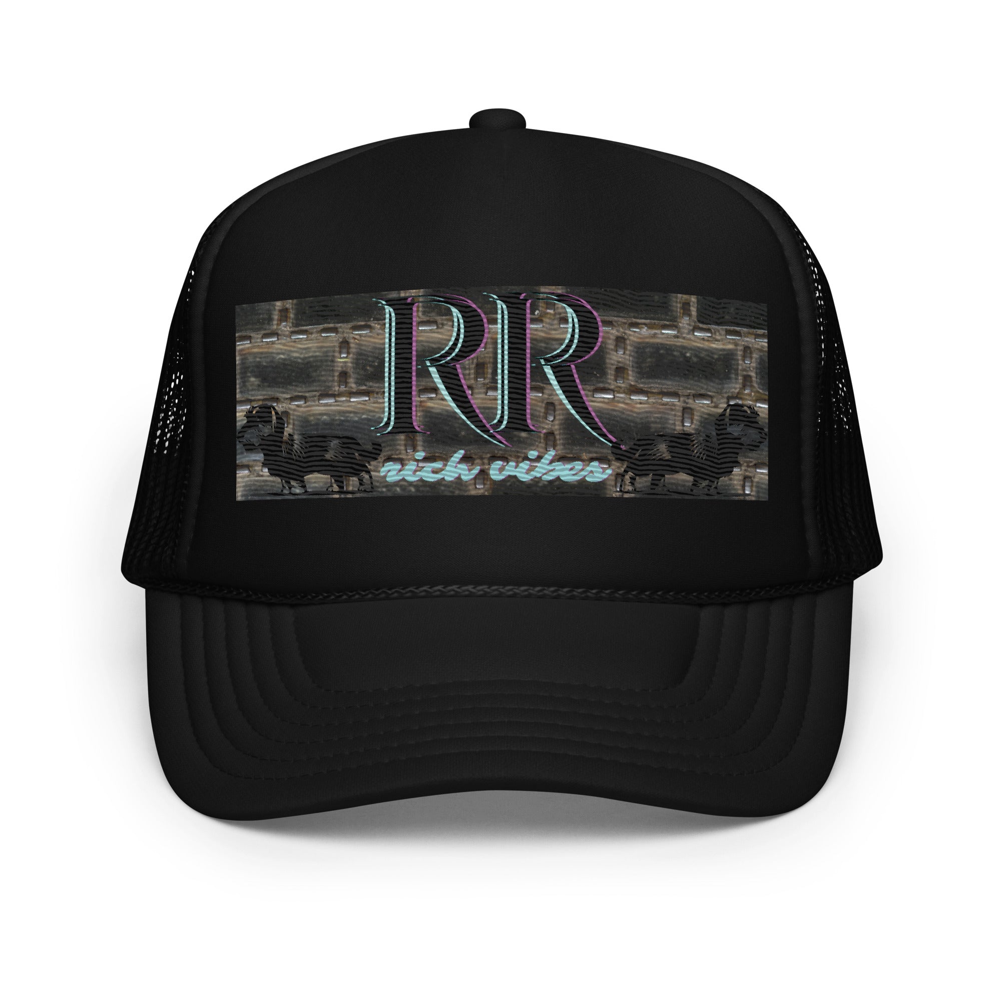 Rich Vibes RR Turquoise Terrier Silhouette - Foam trucker hat Black