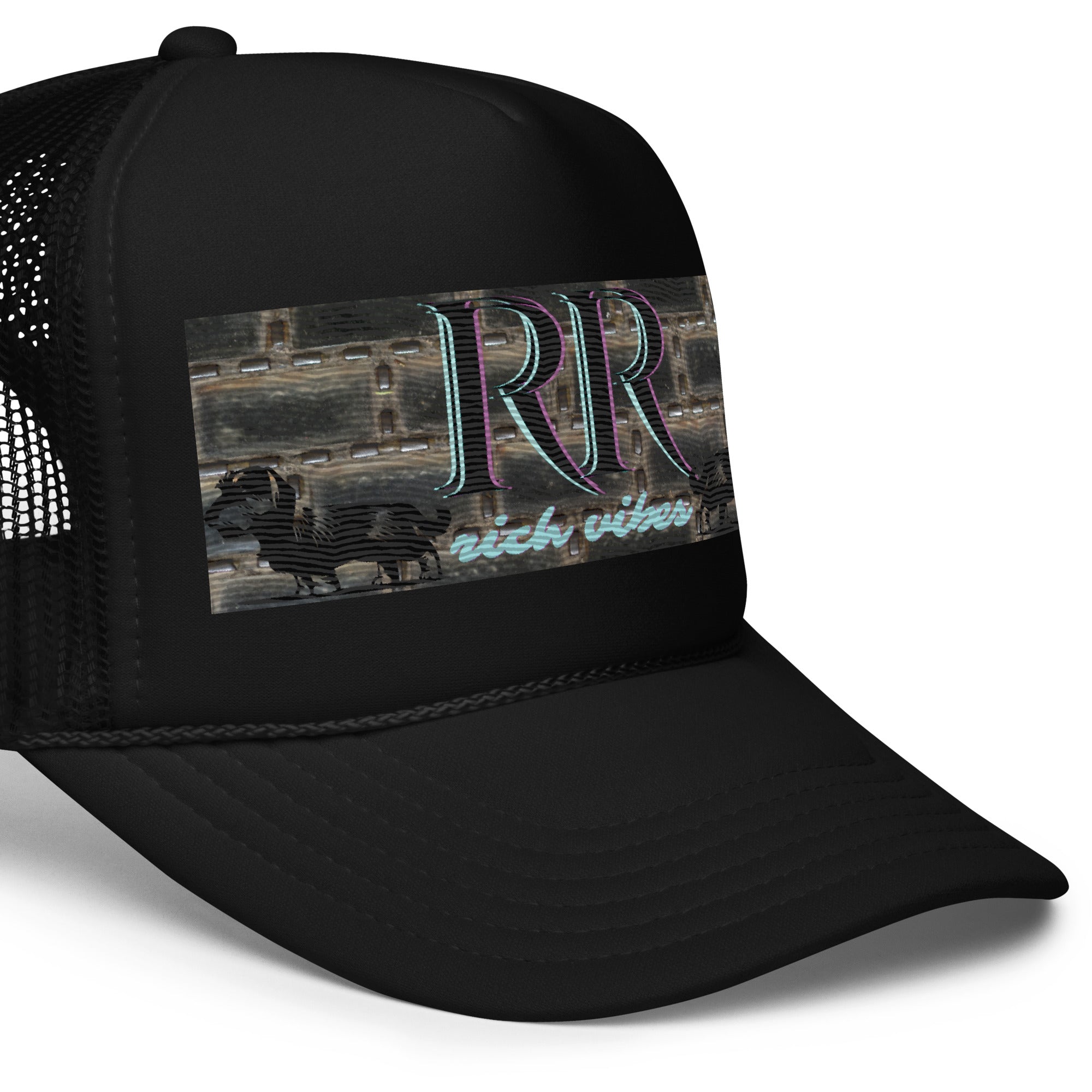 Rich Vibes RR Turquoise Terrier Silhouette - Foam trucker hat Black