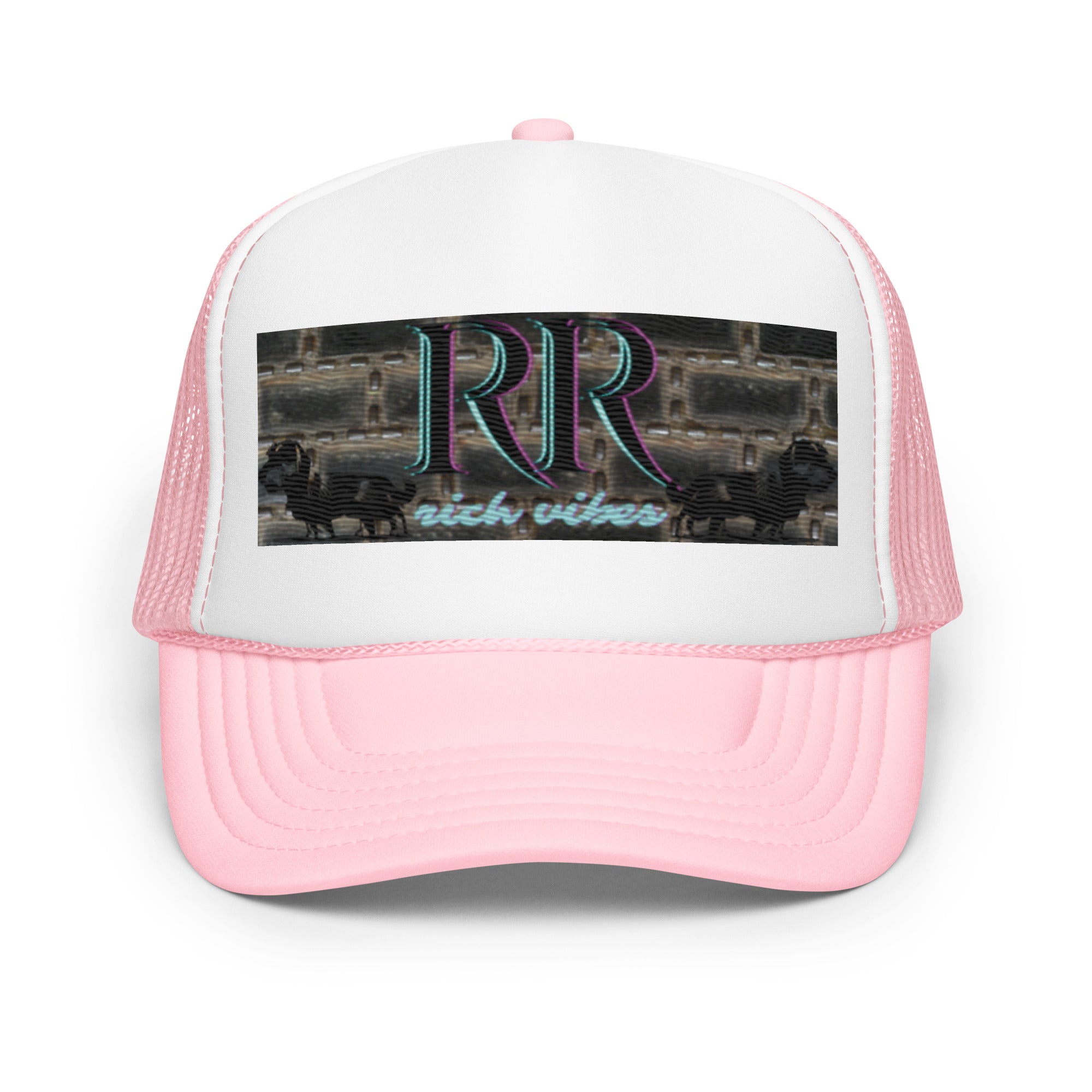 Rich Vibes RR Turquoise Terrier Silhouette - Foam trucker hat Pink