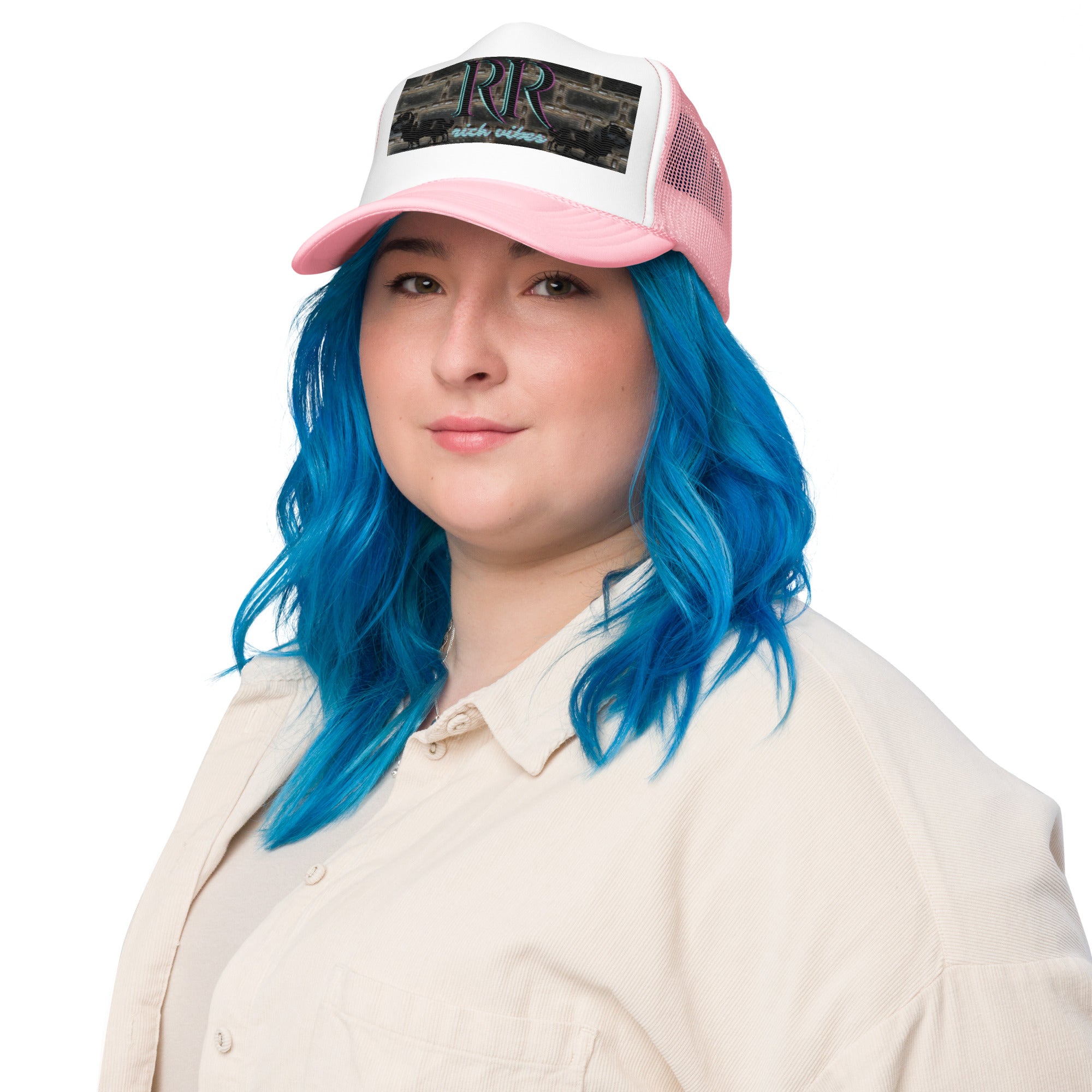 Rich Vibes RR Turquoise Terrier Silhouette - Foam trucker hat Pink