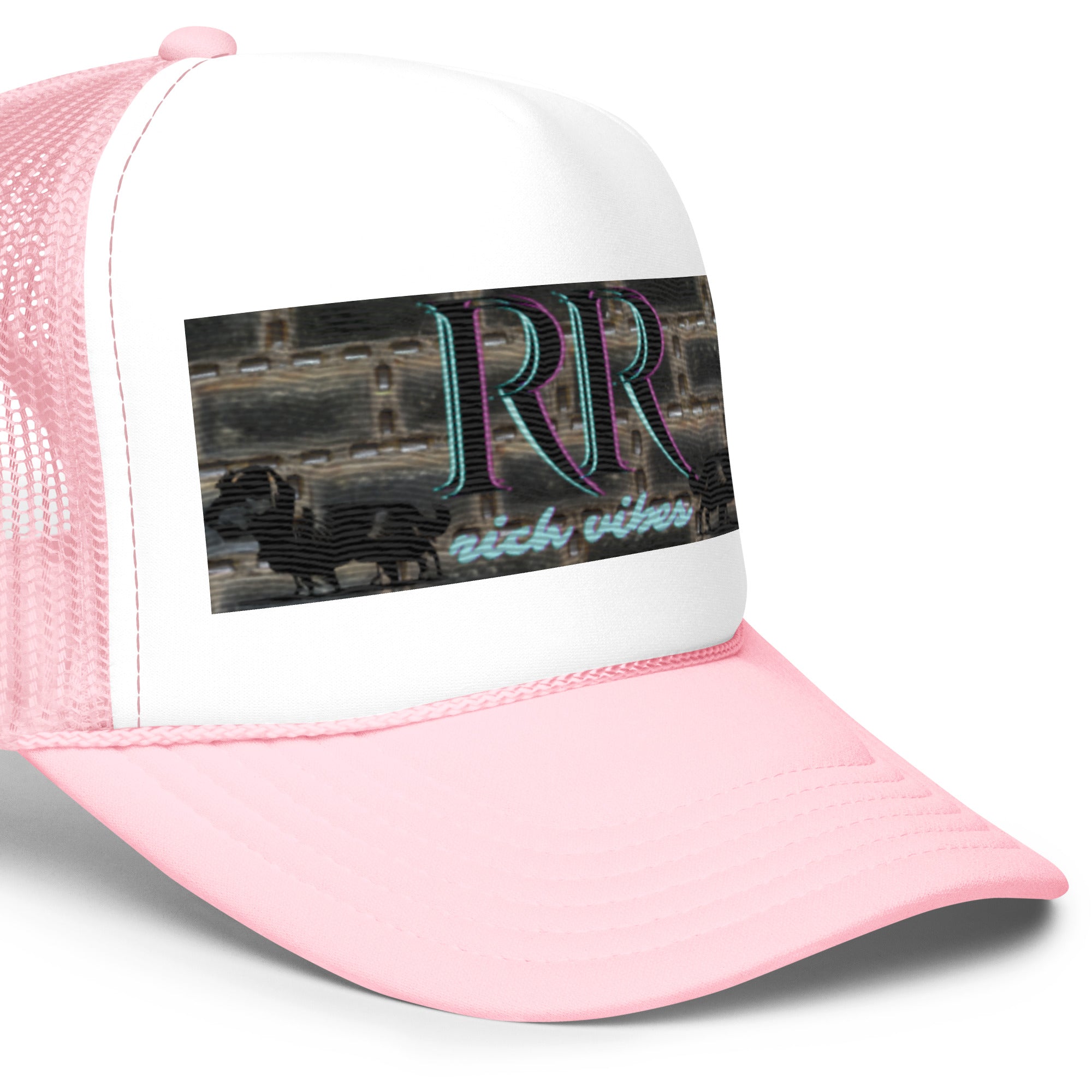 Rich Vibes RR Turquoise Terrier Silhouette - Foam trucker hat Pink