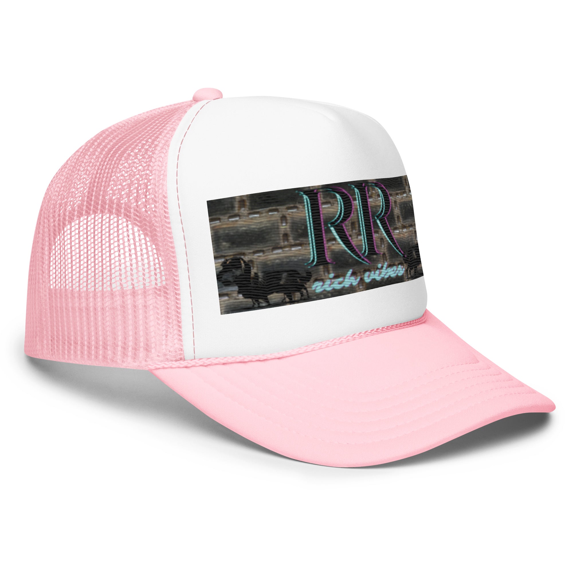 Rich Vibes RR Turquoise Terrier Silhouette - Foam trucker hat Pink