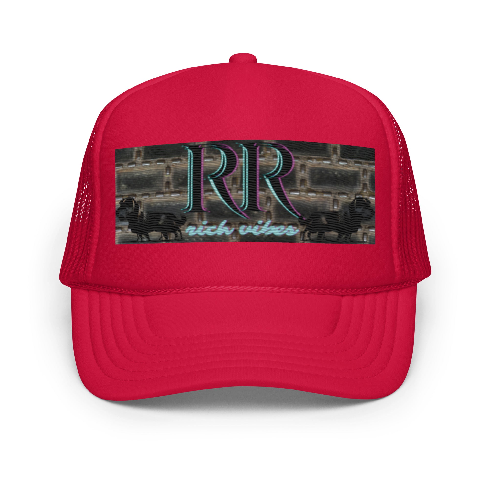 Rich Vibes RR Turquoise Terrier Silhouette - Foam trucker hat Red