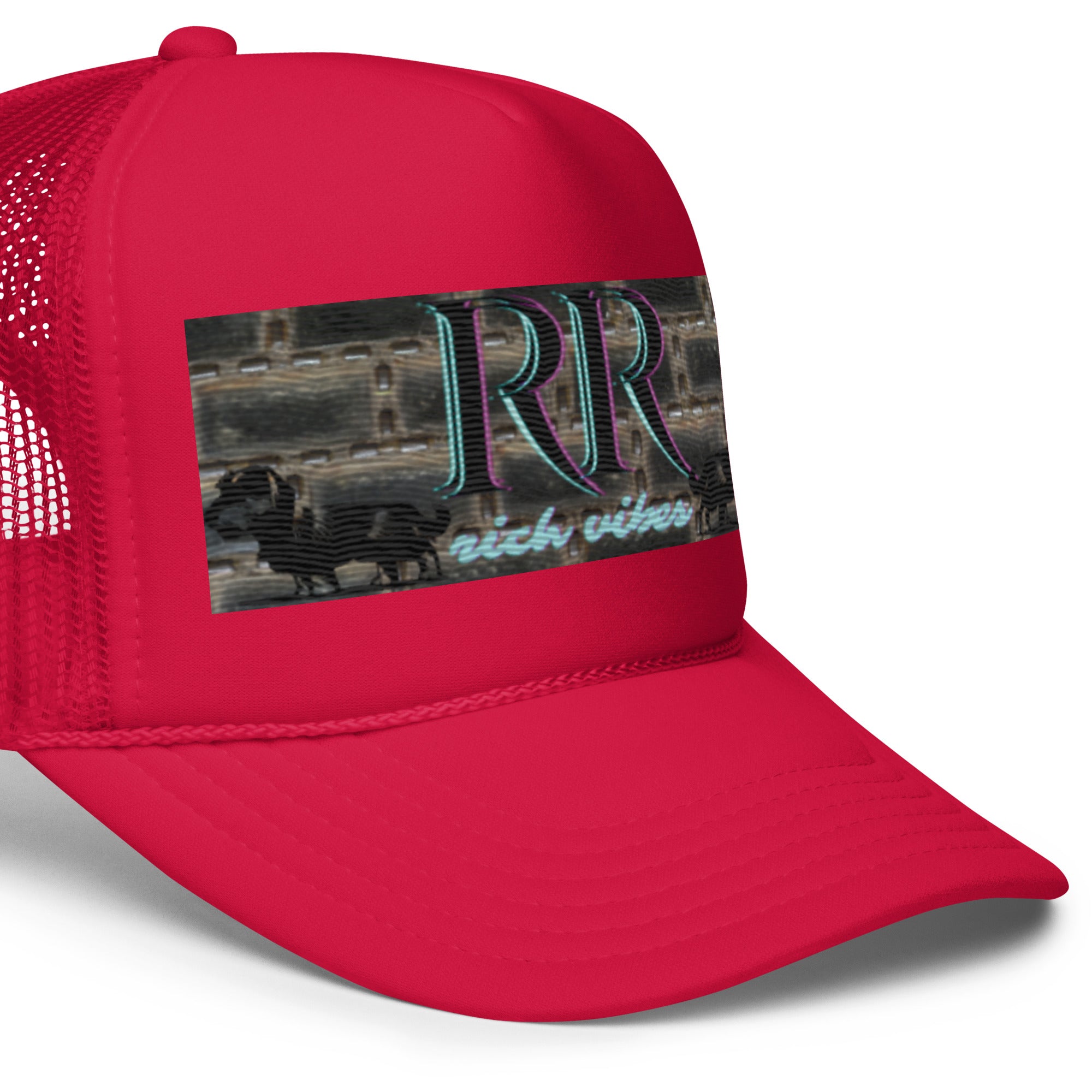 Rich Vibes RR Turquoise Terrier Silhouette - Foam trucker hat Red