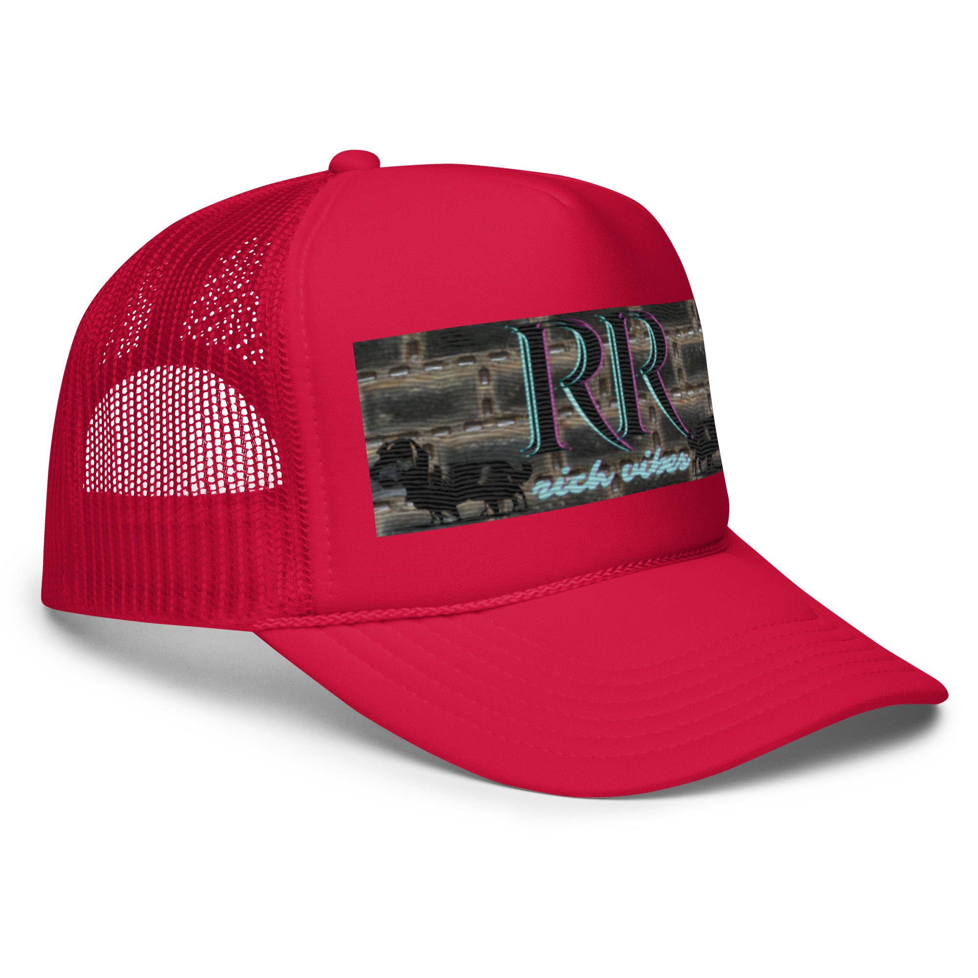Rich Vibes RR Turquoise Terrier Silhouette - Foam trucker hat Red