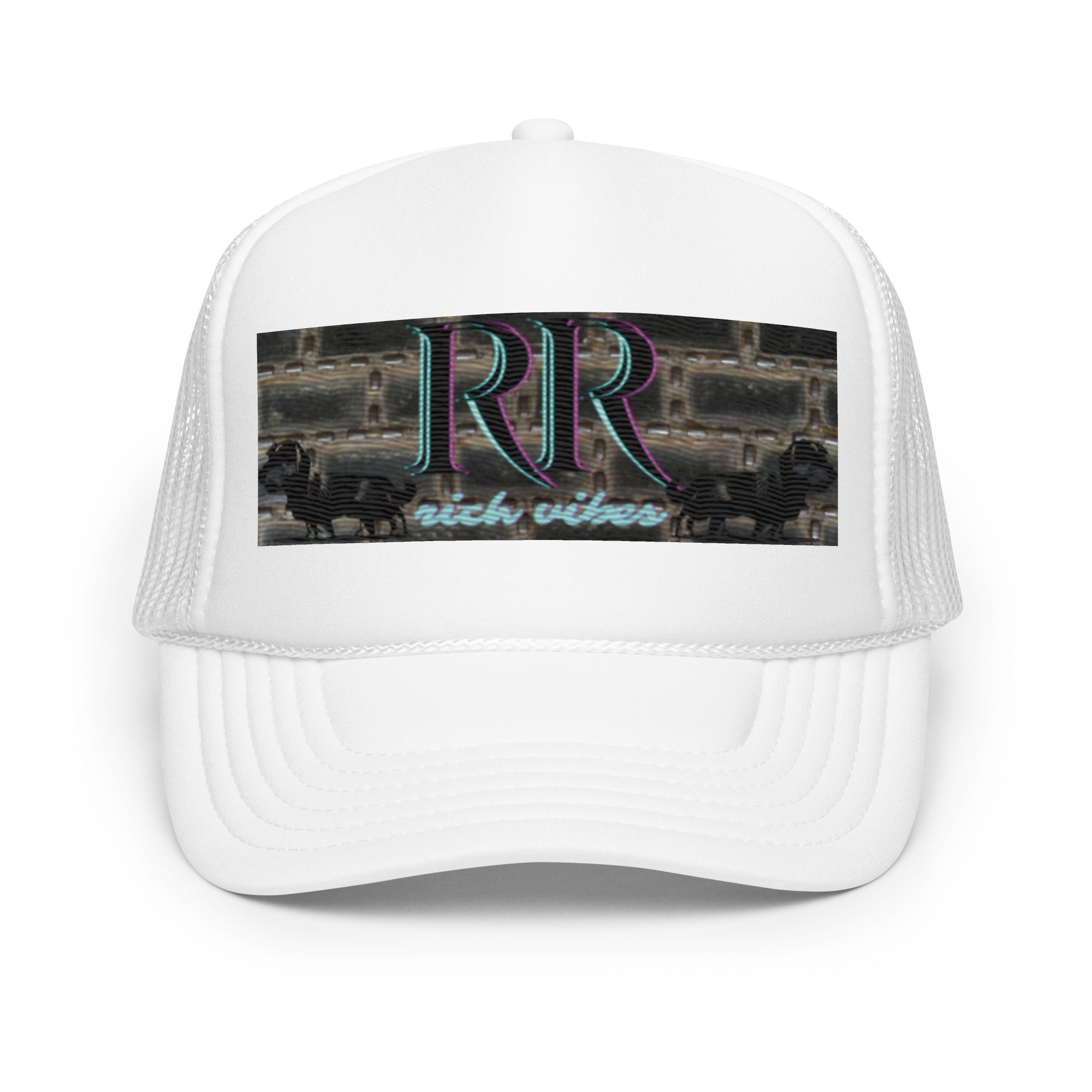 Rich Vibes RR Turquoise Terrier Silhouette - Foam trucker hat White