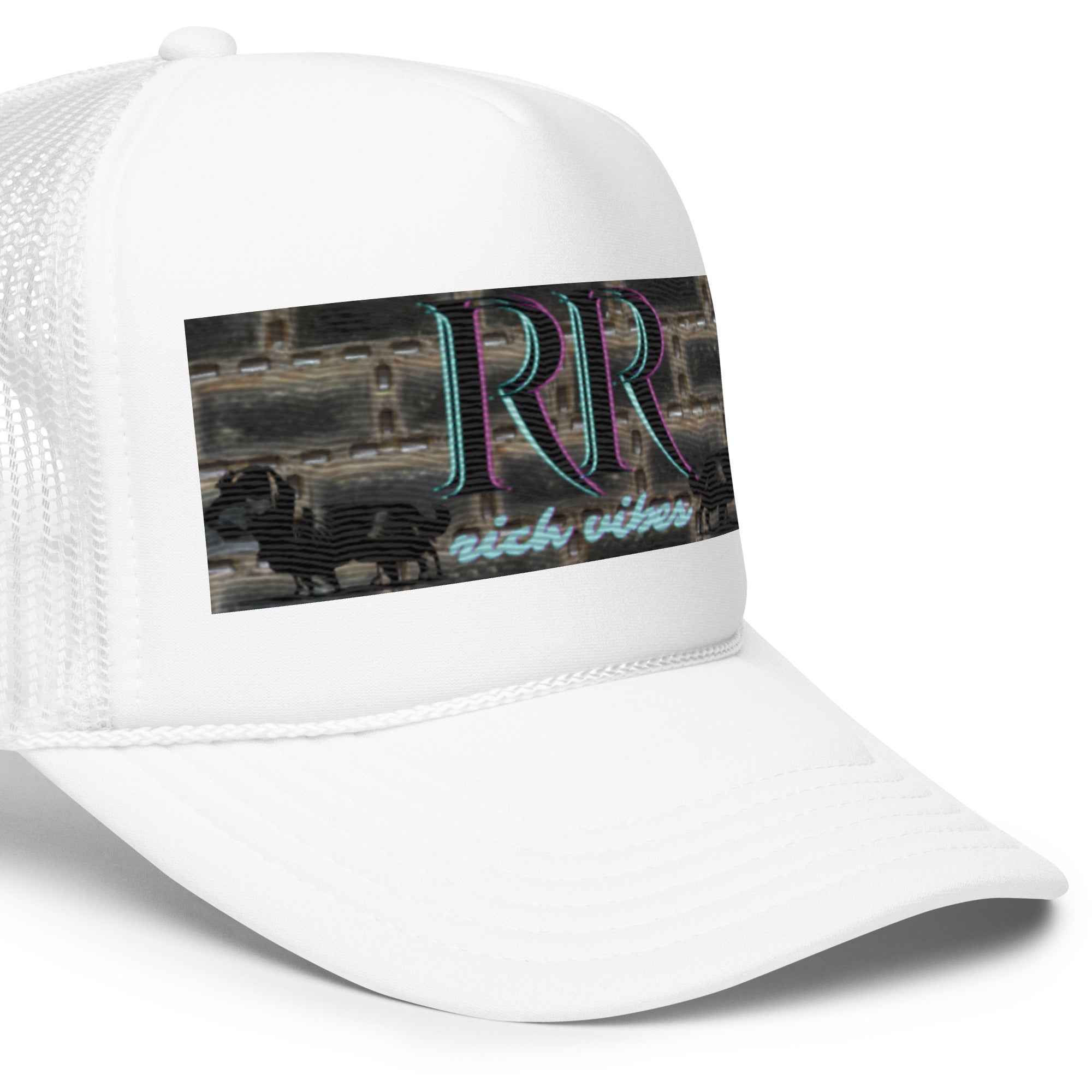 Rich Vibes RR Turquoise Terrier Silhouette - Foam trucker hat White