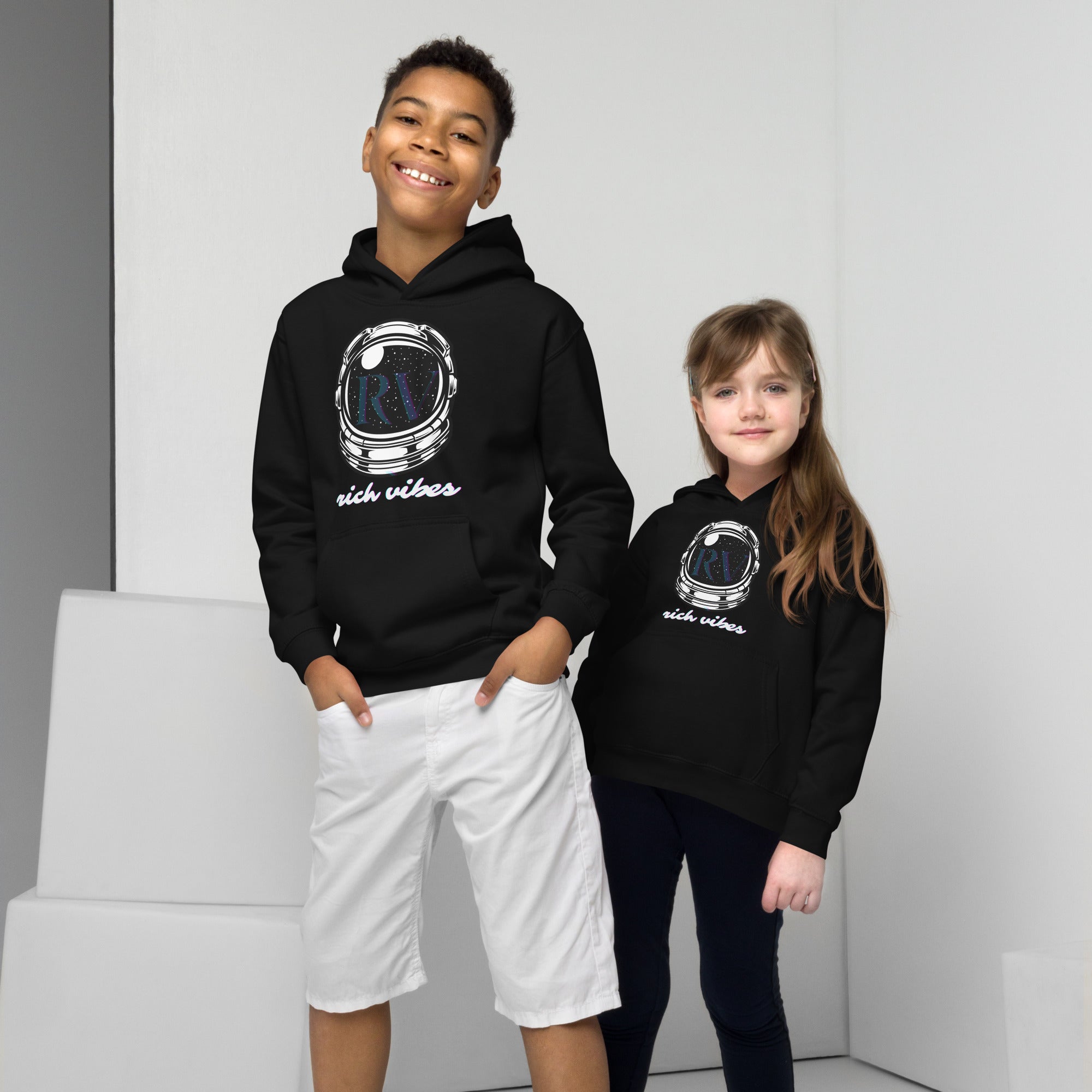 Rich Vibes RV Transparent Astronaut - Kids Hoodie