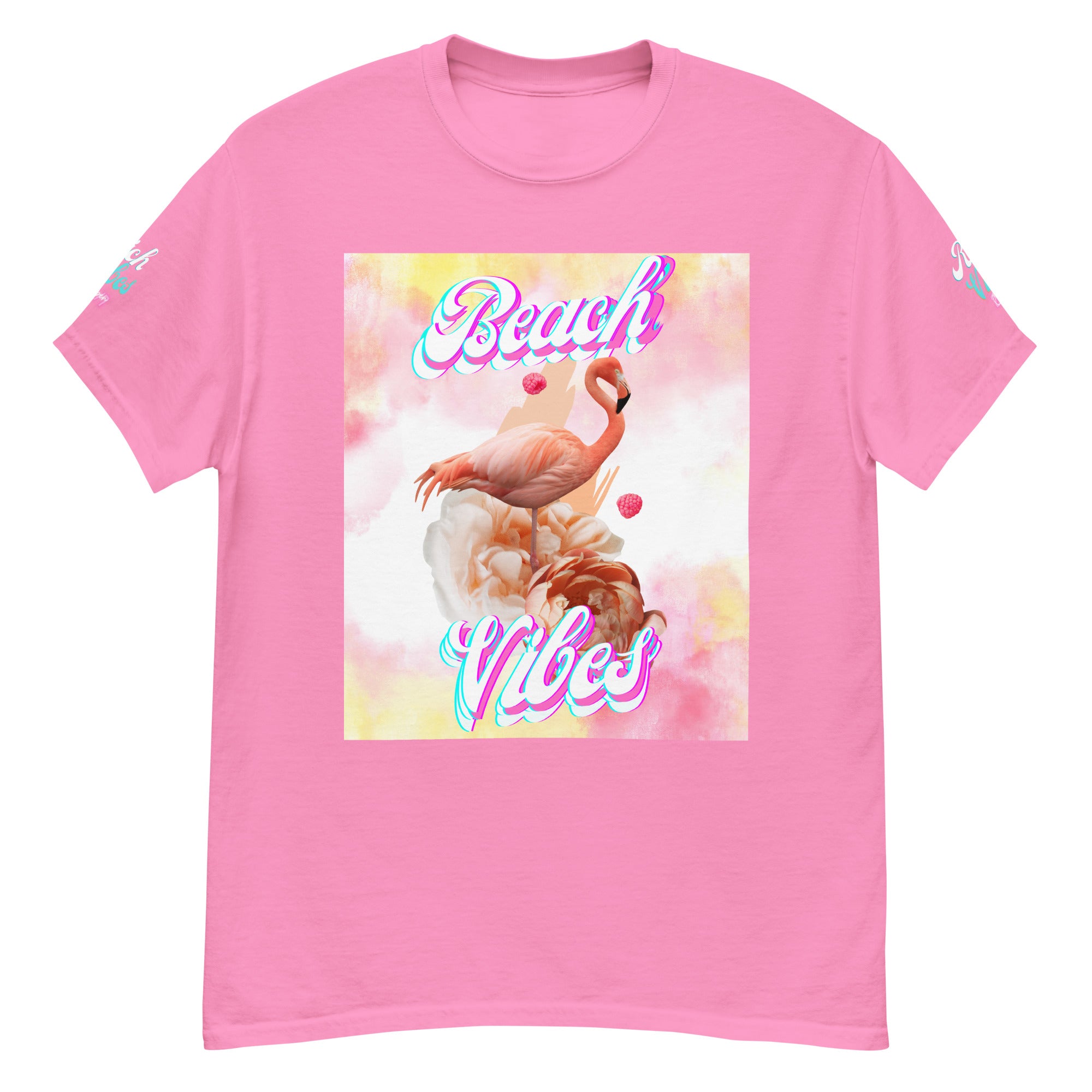 Rich Vibes Pink Flamingo Beach Vibes - Heavy Tee Shirt