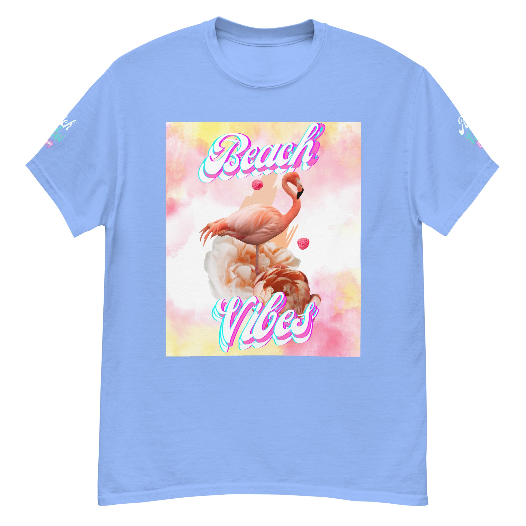 Rich Vibes Pink Flamingo Beach Vibes - Heavy Tee Shirt