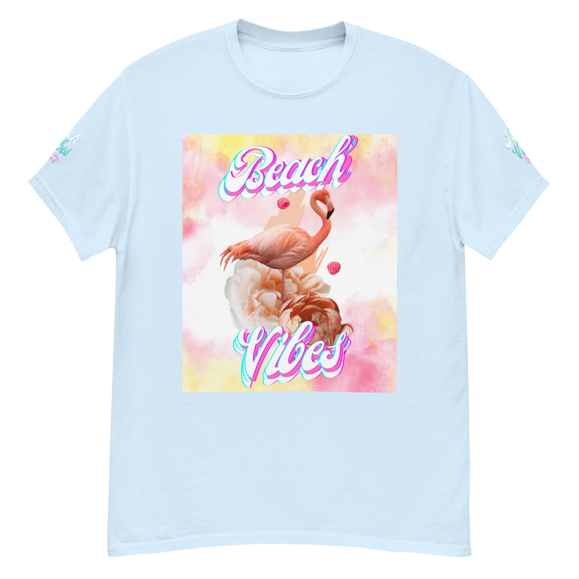 Rich Vibes Pink Flamingo Beach Vibes - Heavy Tee Shirt
