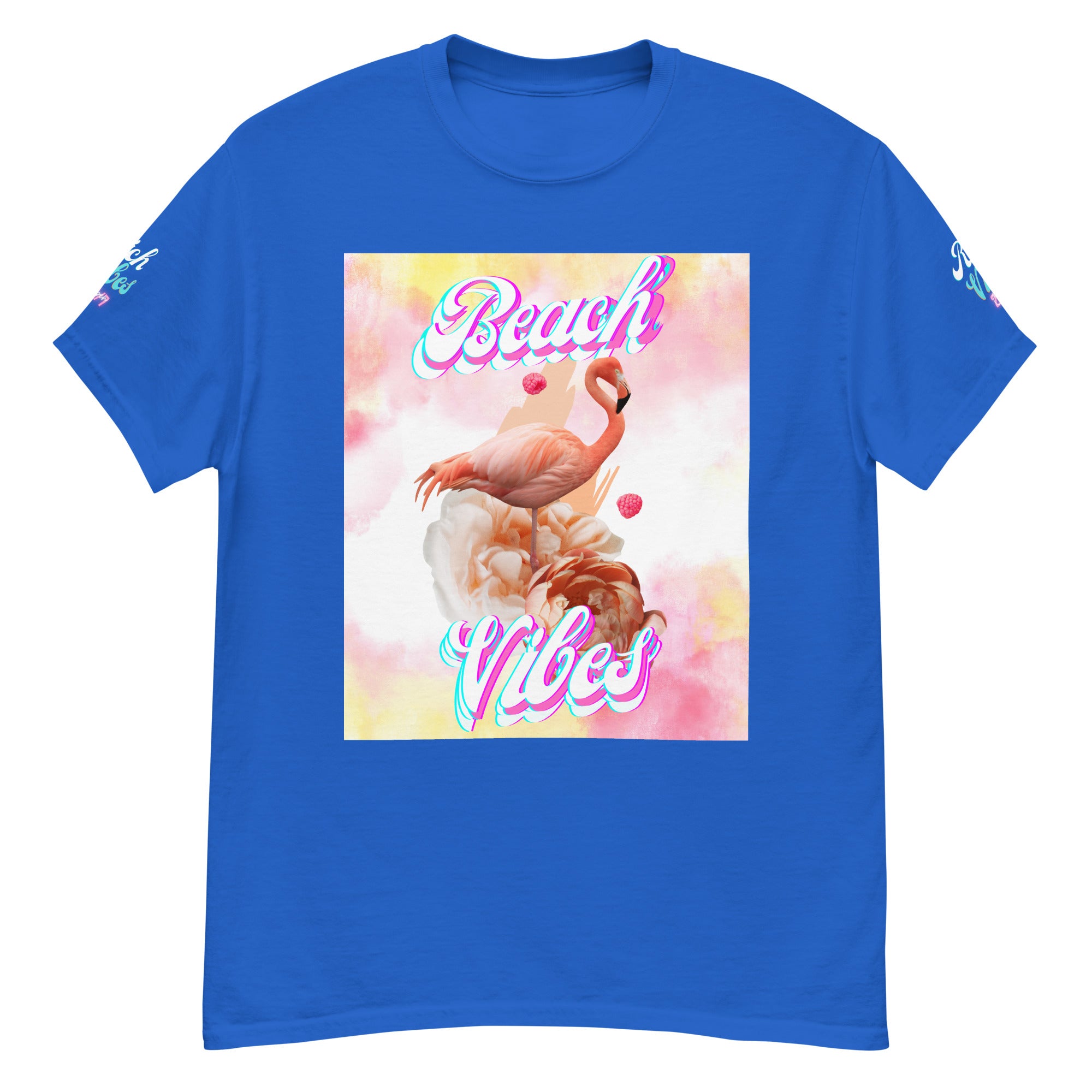 Rich Vibes Pink Flamingo Beach Vibes - Heavy Tee Shirt