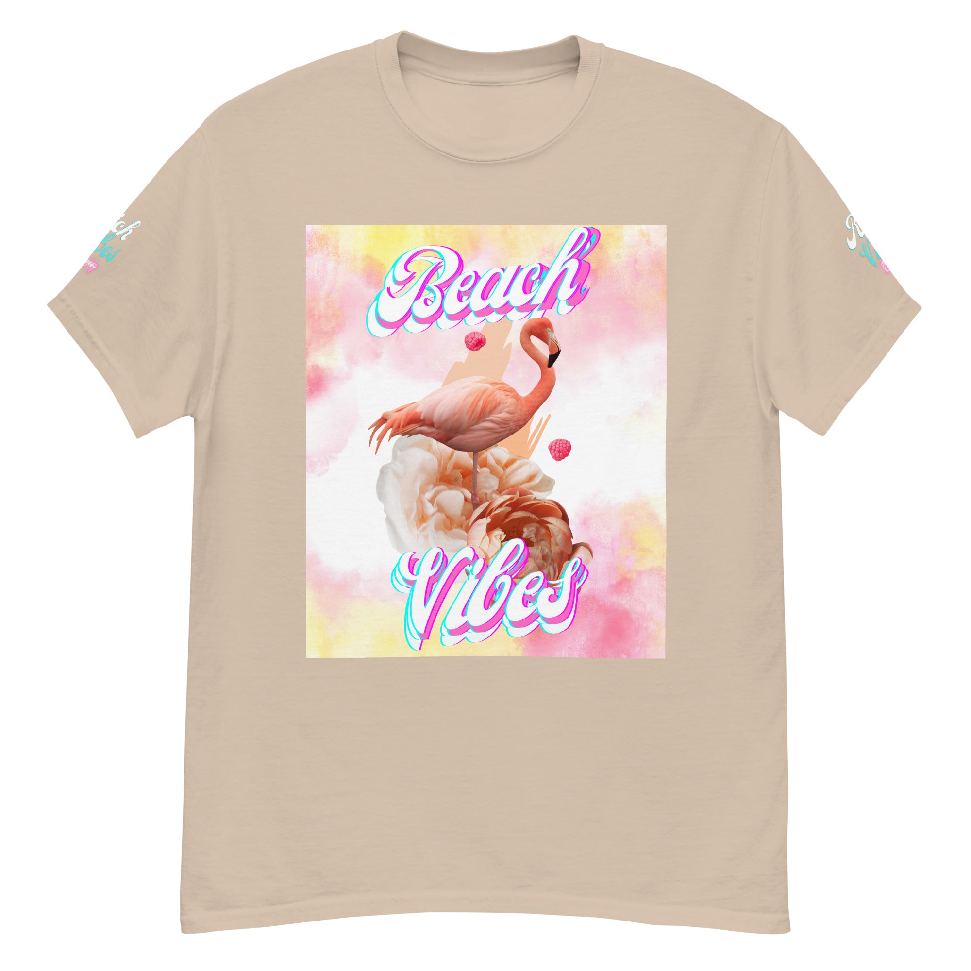 Rich Vibes Pink Flamingo Beach Vibes - Heavy Tee Shirt
