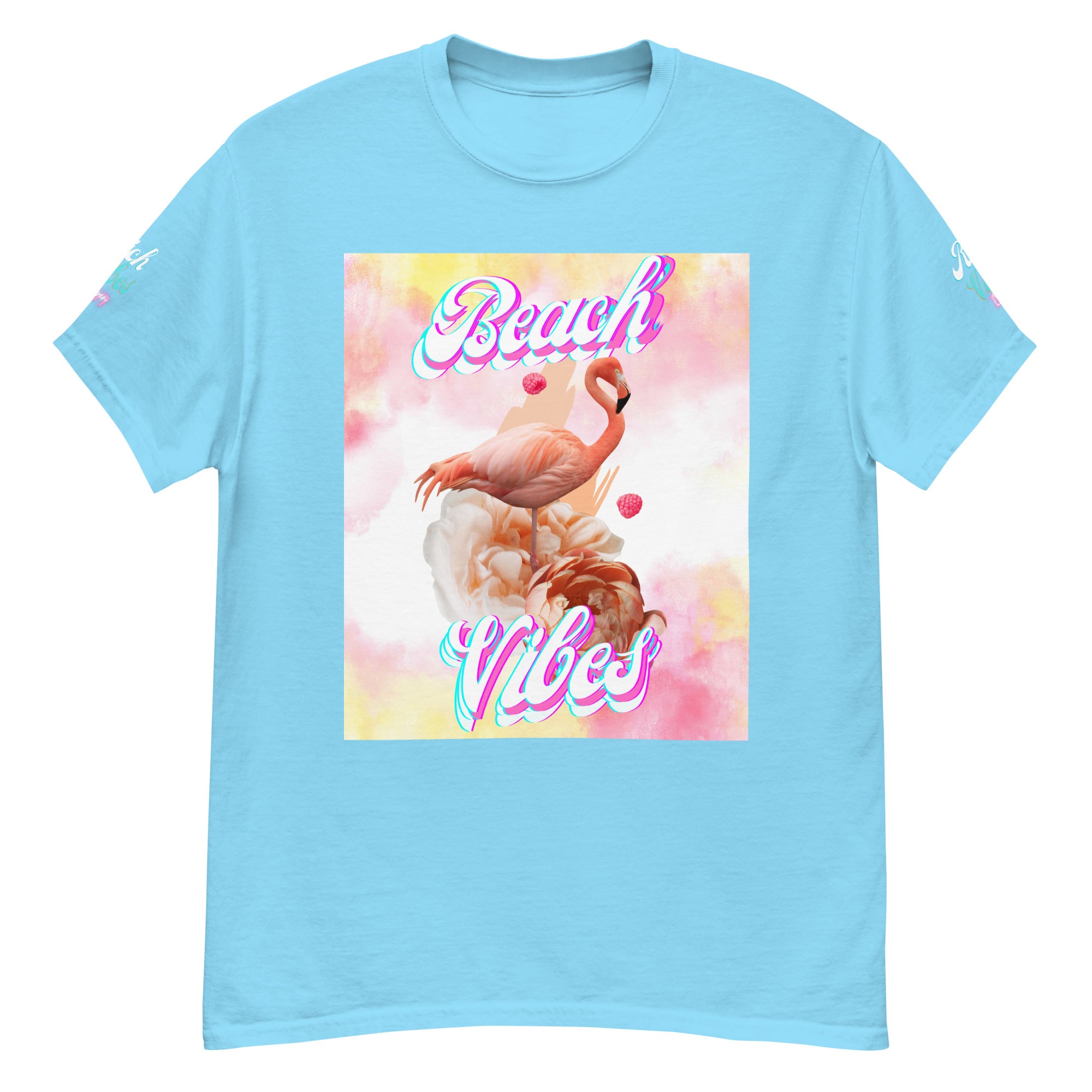 Rich Vibes Pink Flamingo Beach Vibes - Heavy Tee Shirt