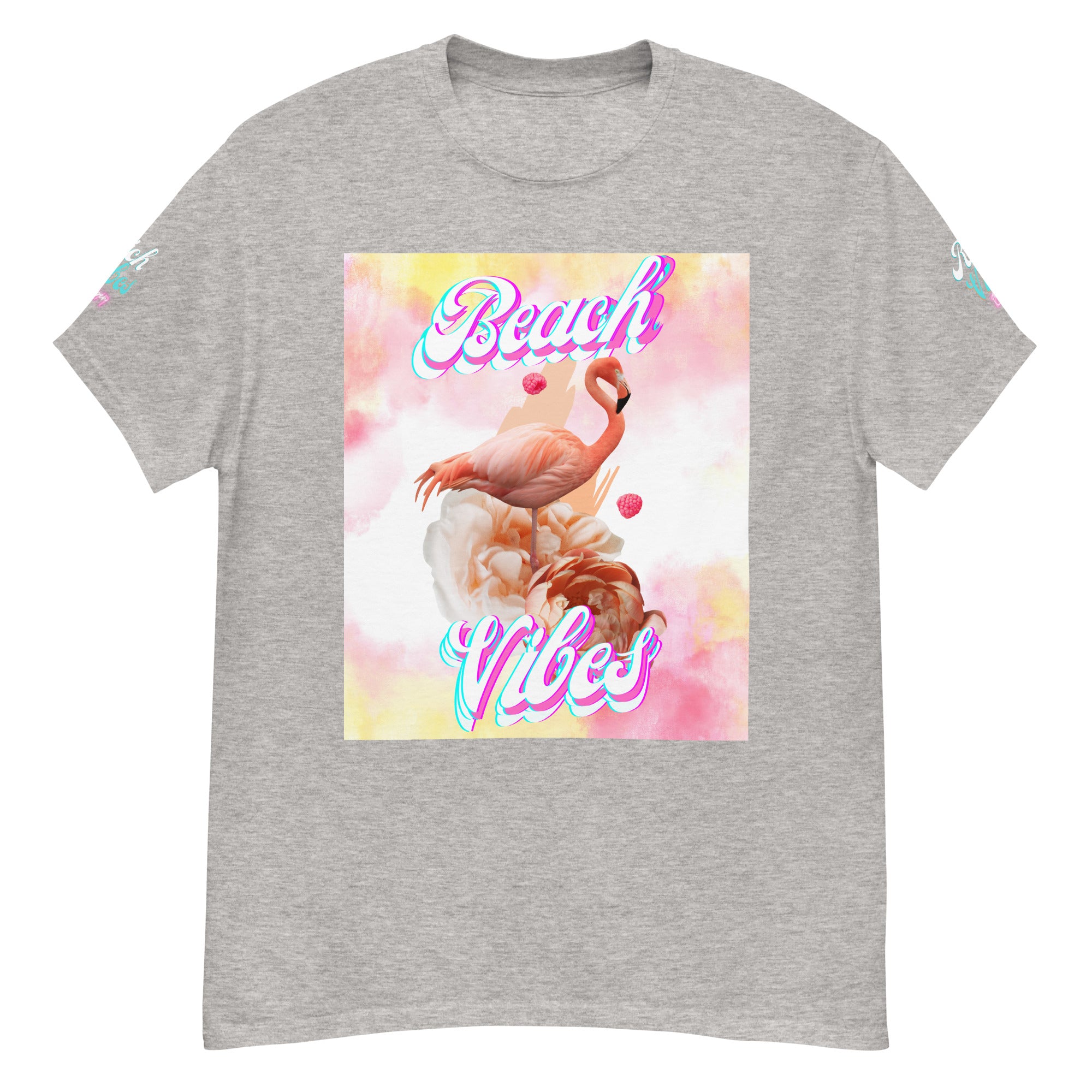 Rich Vibes Pink Flamingo Beach Vibes - Heavy Tee Shirt