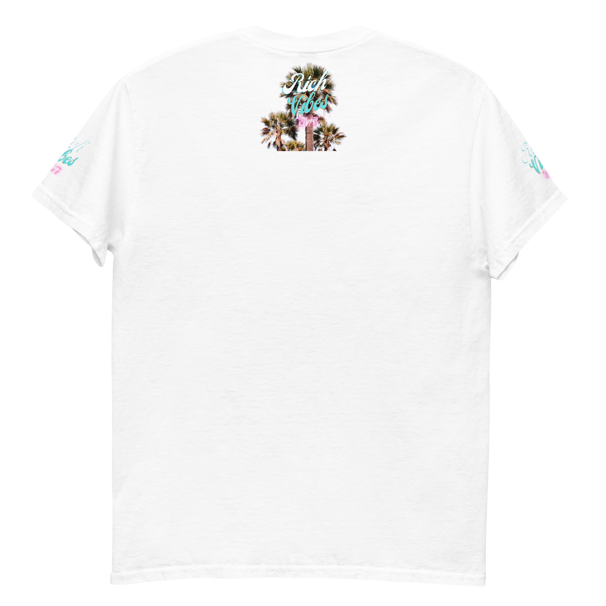 Rich Vibes Pink Flamingo Beach Vibes - Heavy Tee Shirt