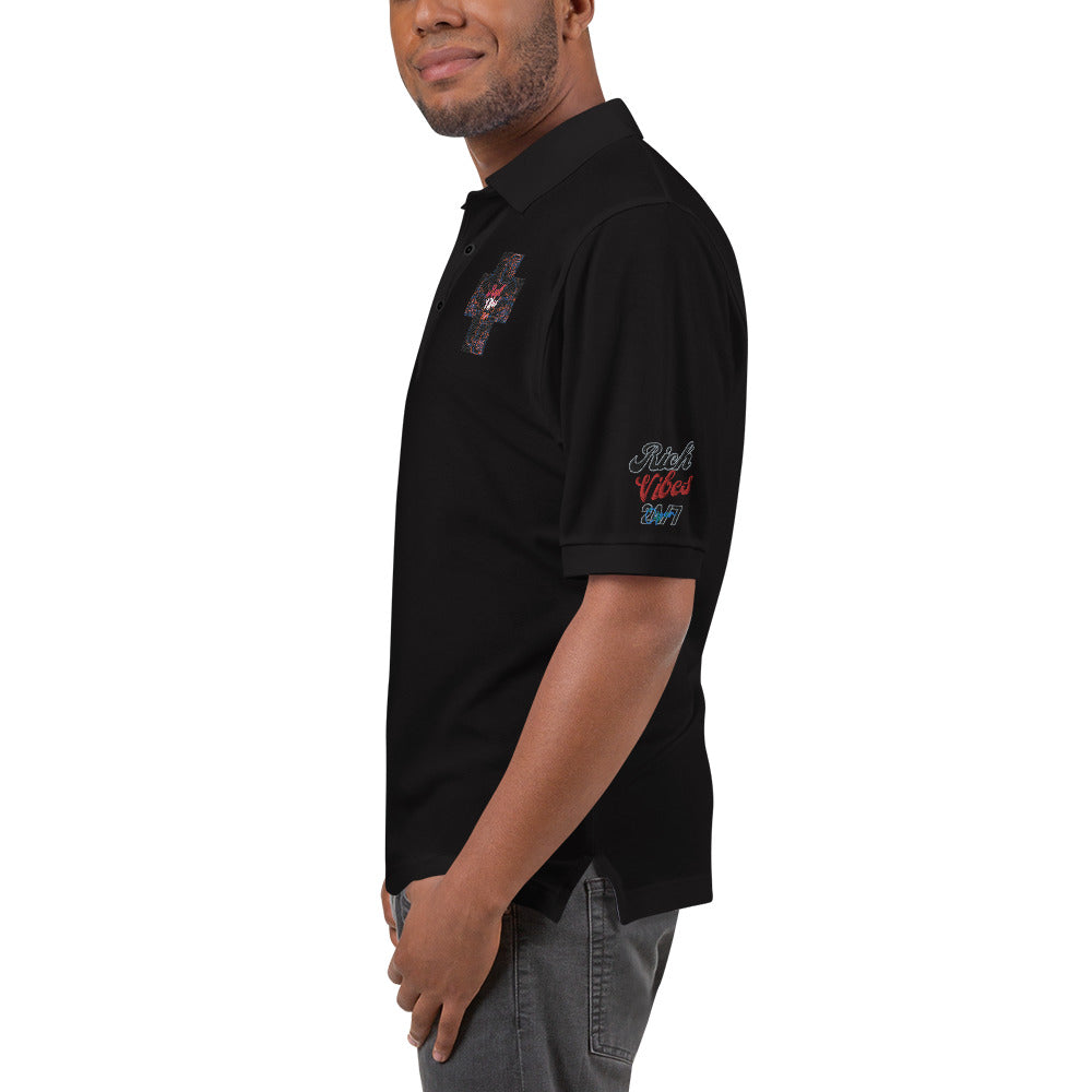 Rich Vibes 4Headed Skull Cross Men's Premium Polo