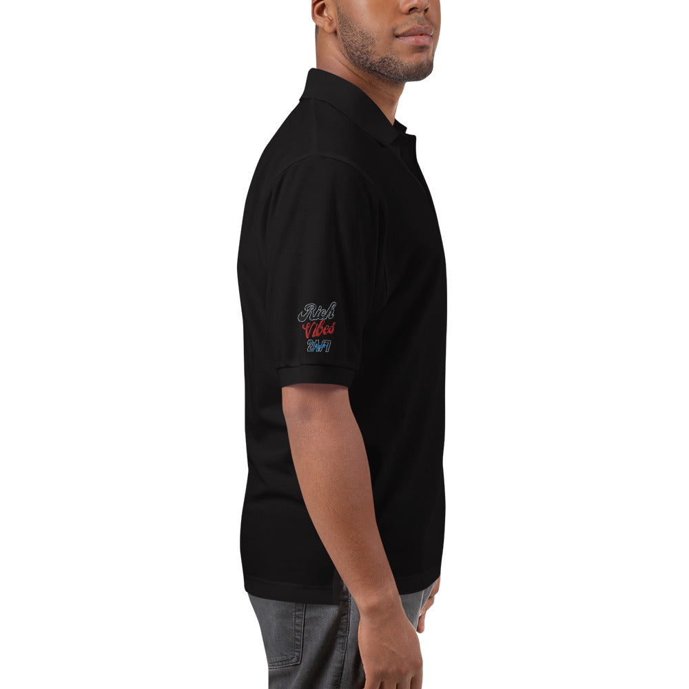 Rich Vibes Palm Trees Logo - Men's Premium Polo
