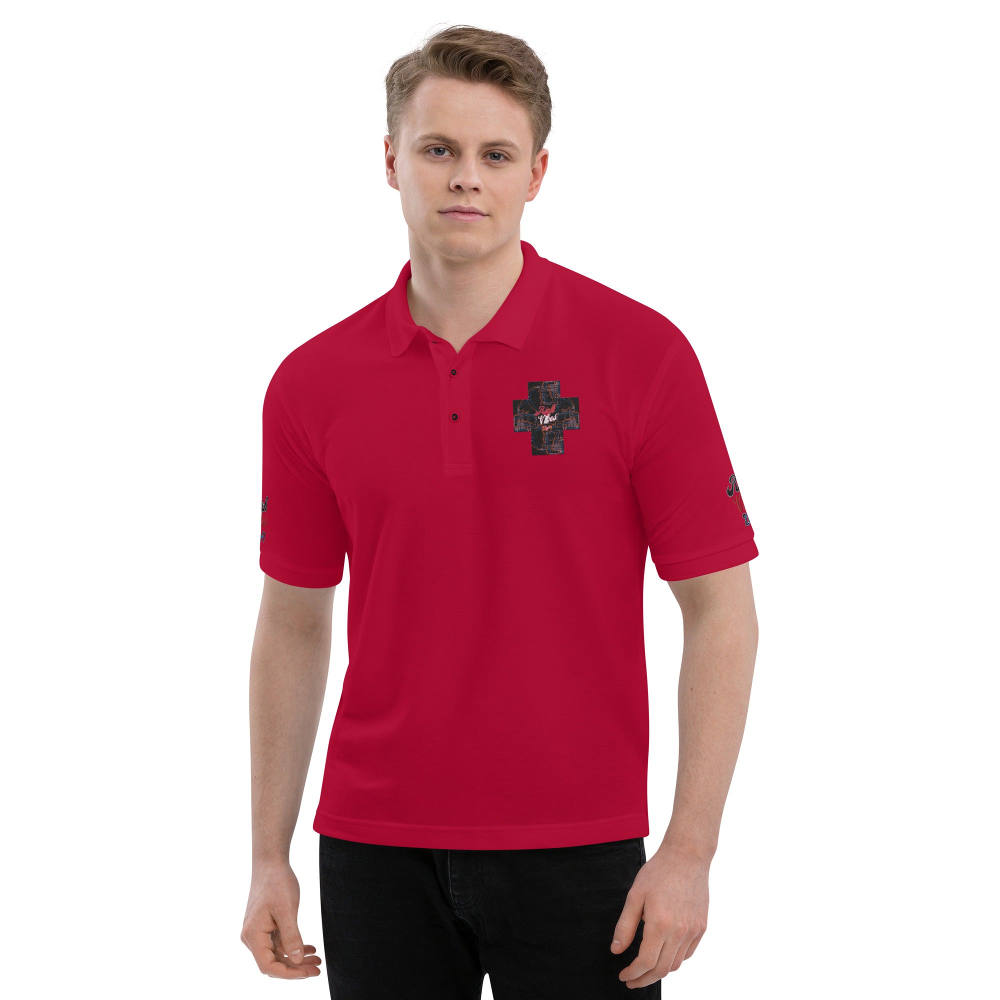 Rich Vibes 4Headed Skull Cross Men's Premium Polo