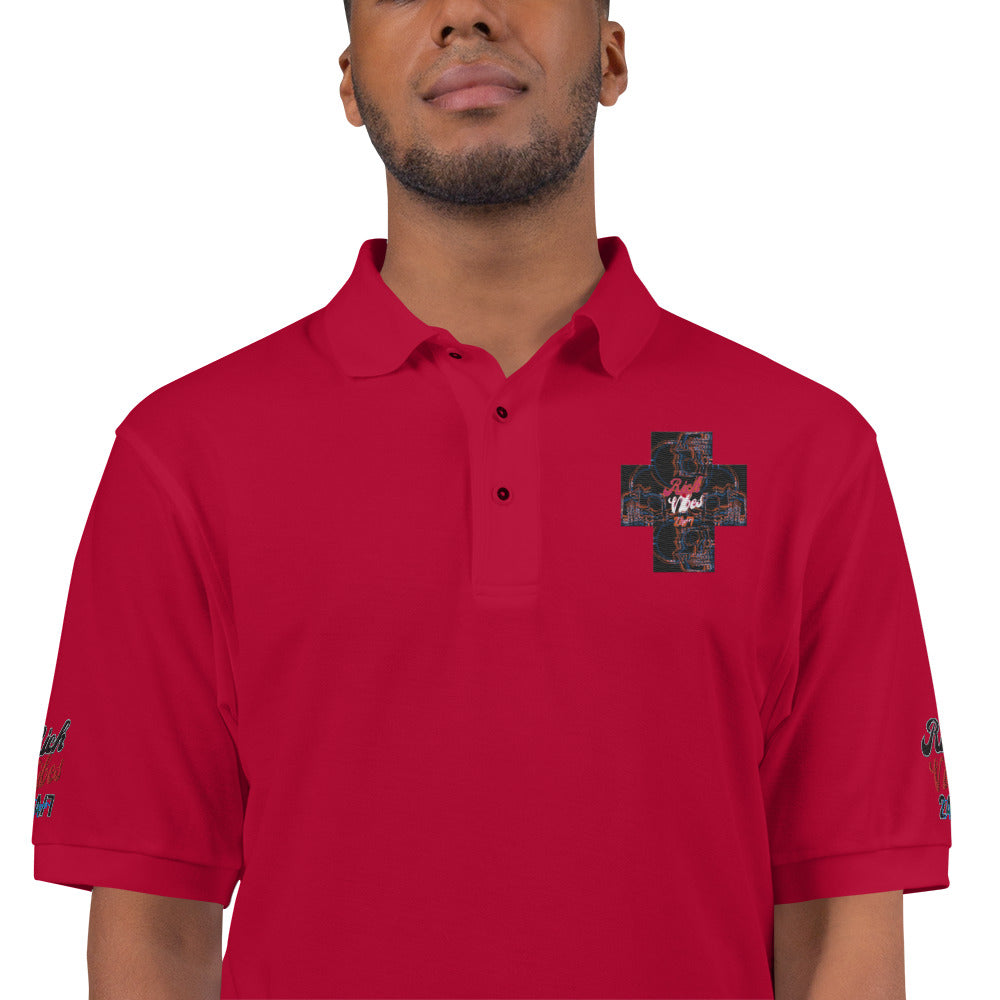 Rich Vibes 4Headed Skull Cross Men's Premium Polo