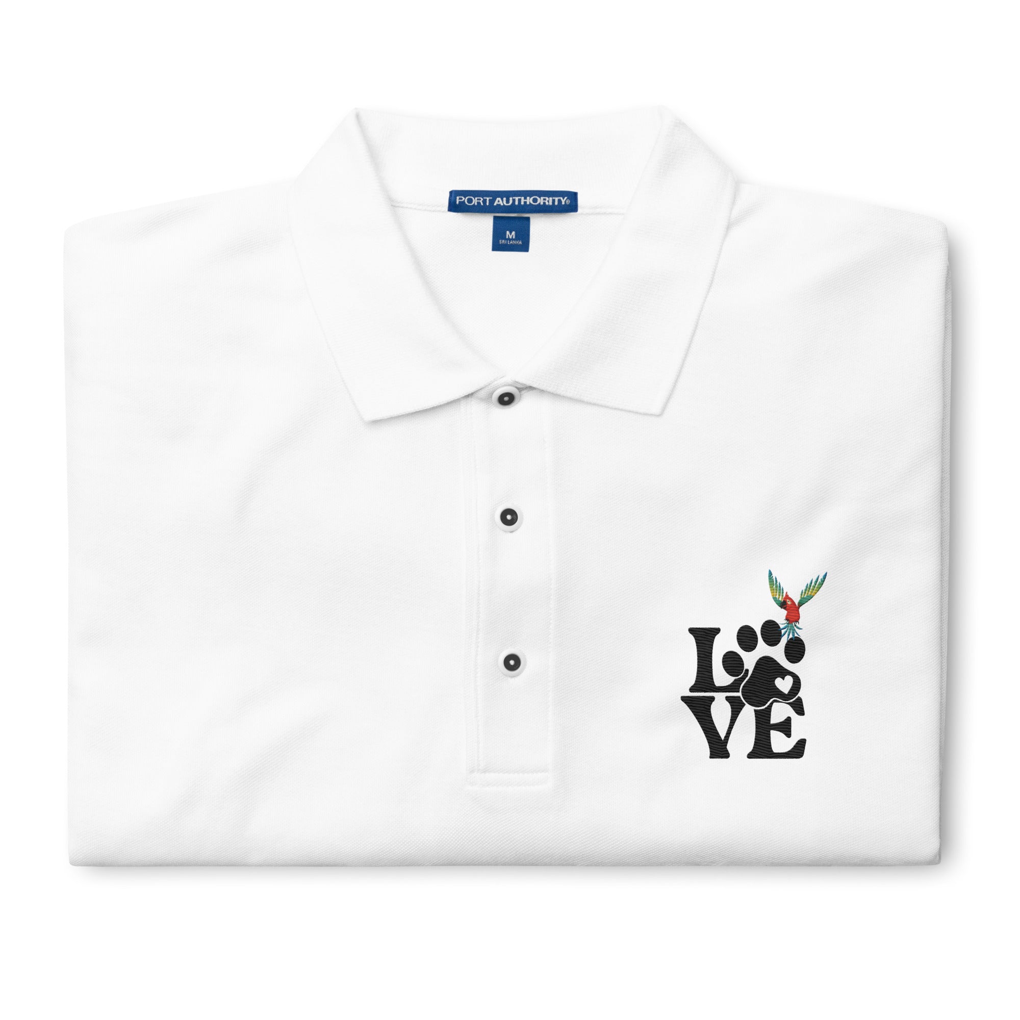 Rich Vibes Love Paw Tropical Bird - Men's Premium Polo White
