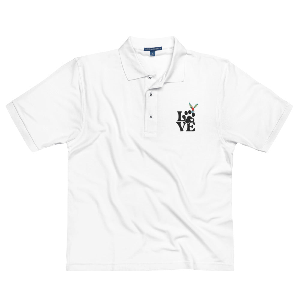 Rich Vibes Love Paw Tropical Bird - Men's Premium Polo White