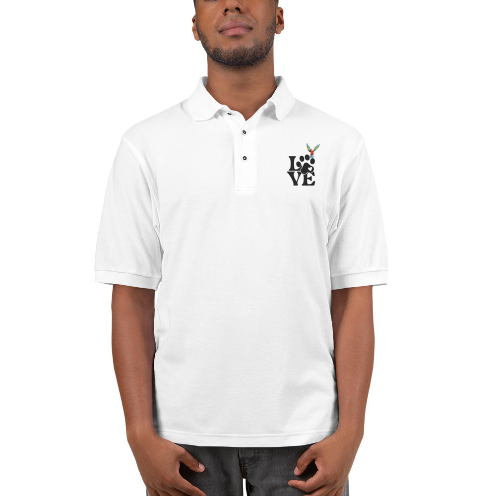 Rich Vibes Love Paw Tropical Bird - Men's Premium Polo White