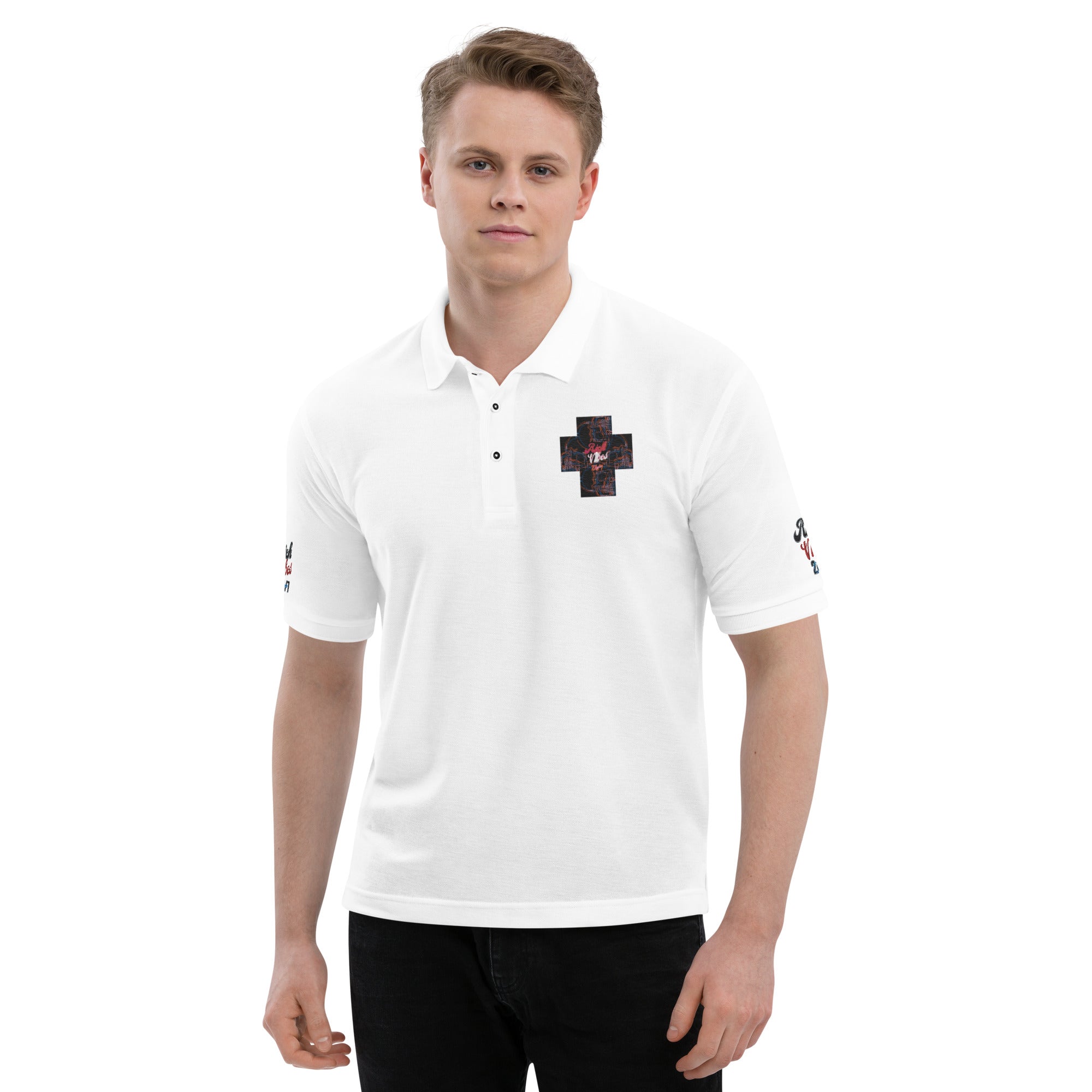 Rich Vibes 4Headed Skull Cross Men's Premium Polo
