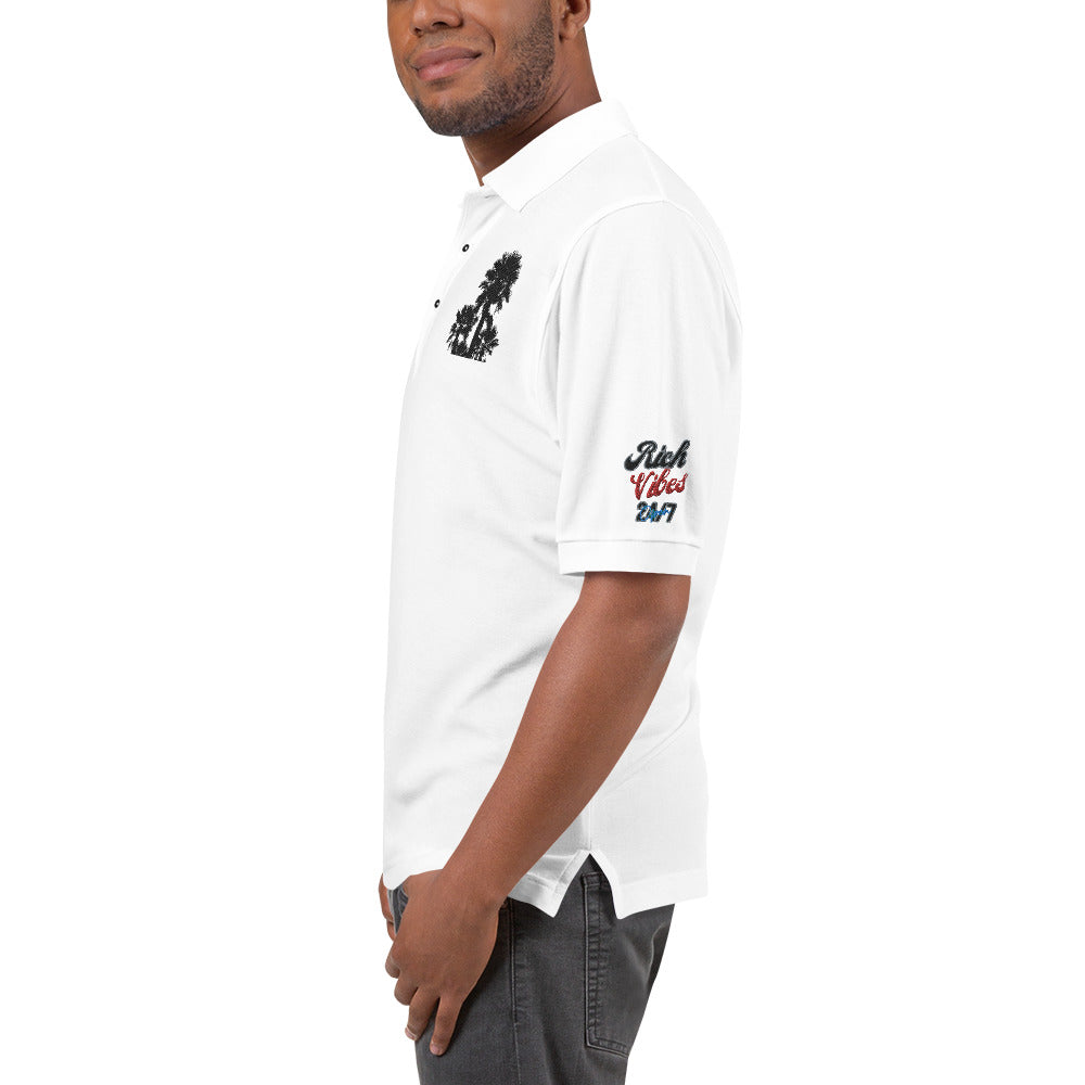 Rich Vibes Palm Trees Logo - Men's Premium Polo