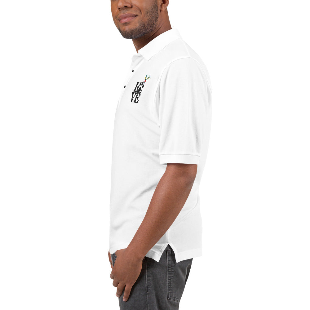 Rich Vibes Love Paw Tropical Bird - Men's Premium Polo White