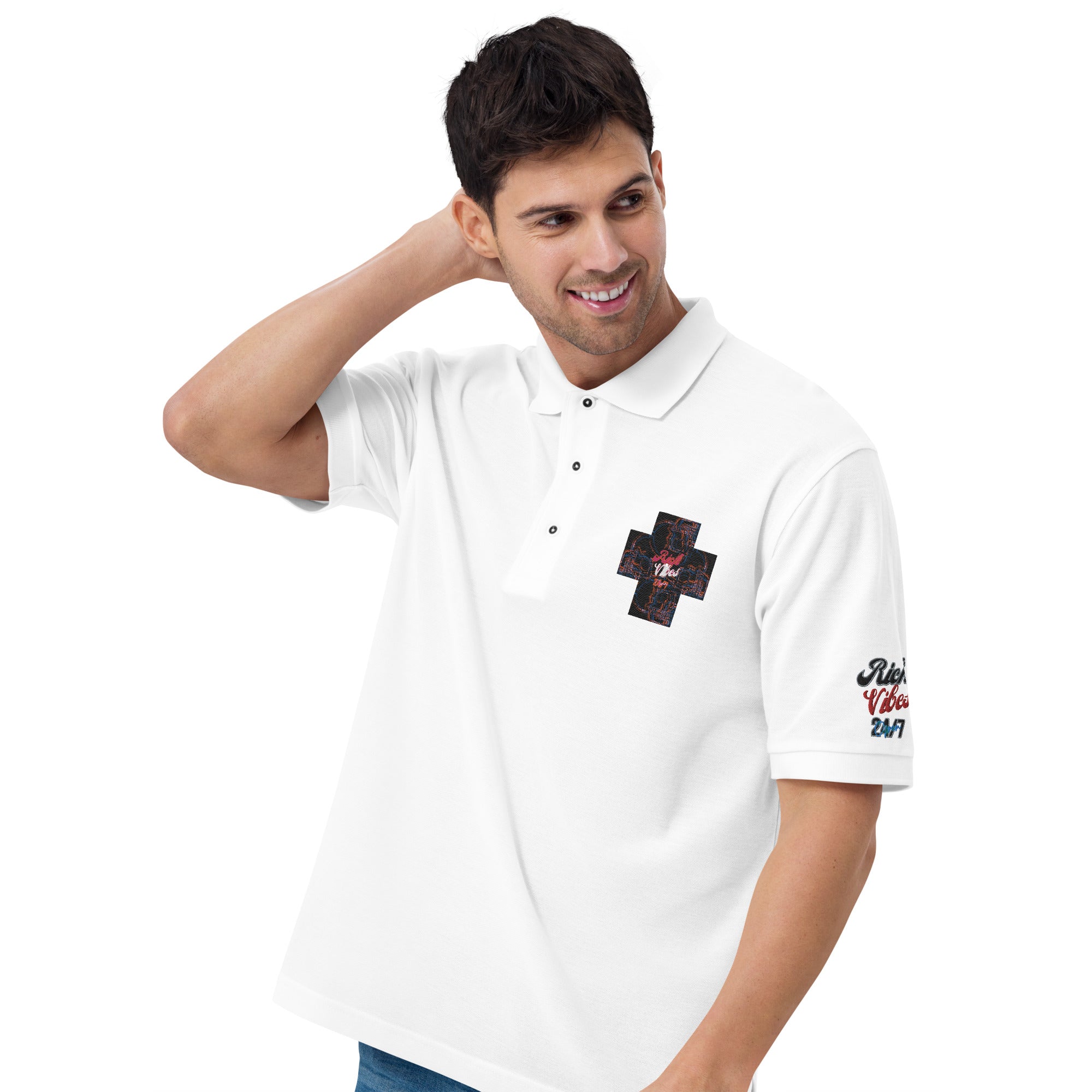 Rich Vibes 4Headed Skull Cross Men's Premium Polo
