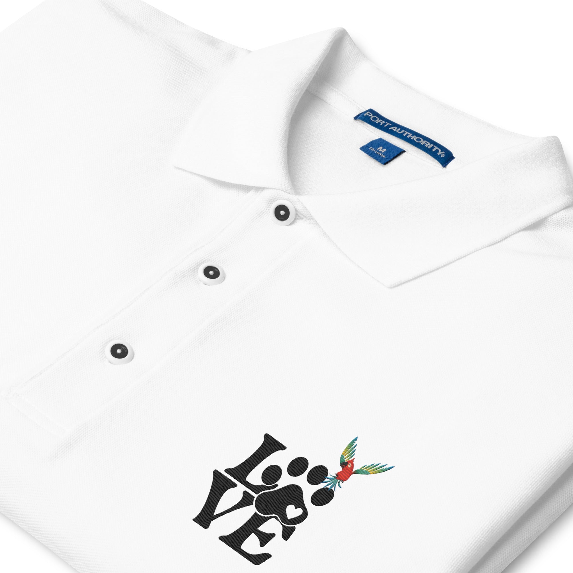 Rich Vibes Love Paw Tropical Bird - Men's Premium Polo White