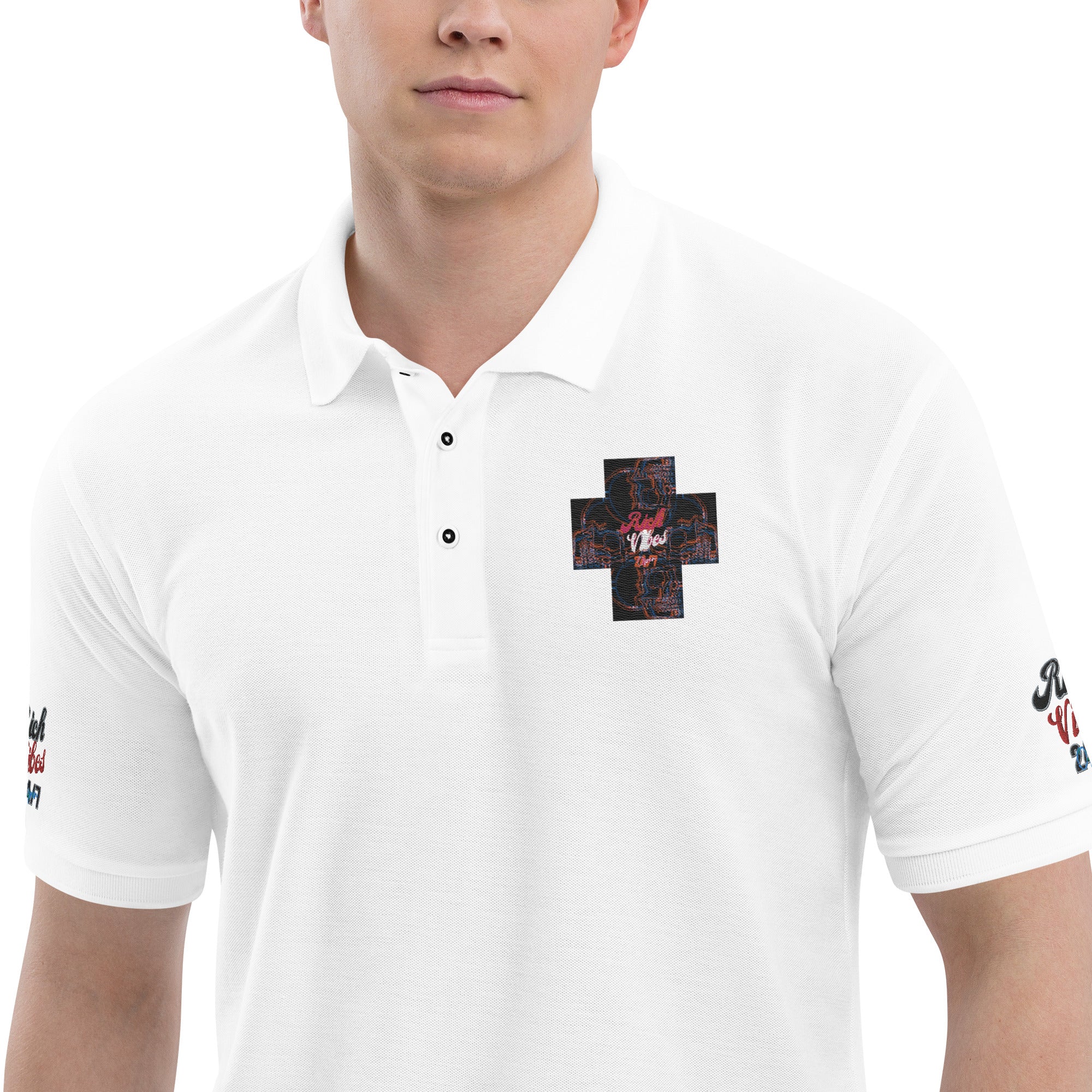 Rich Vibes 4Headed Skull Cross Men's Premium Polo