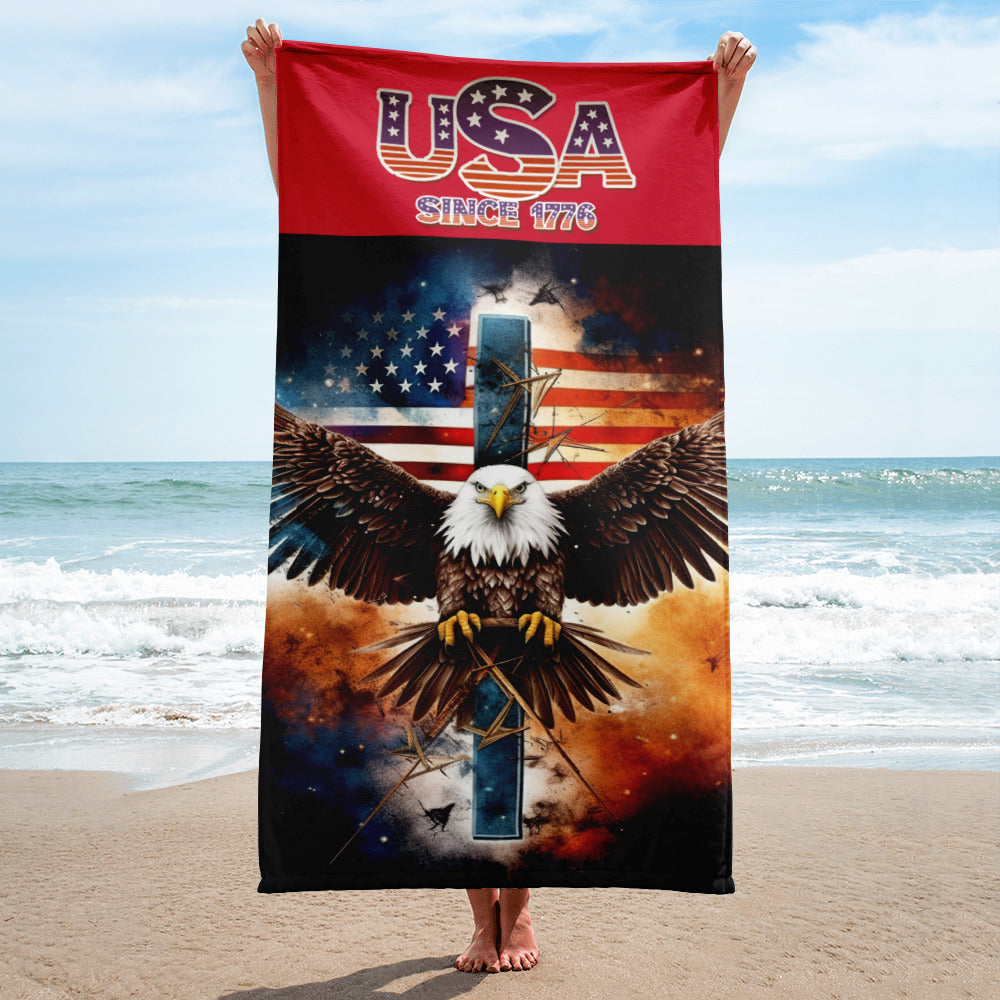 USA 1776 American Eagle Flag - Towel Red
