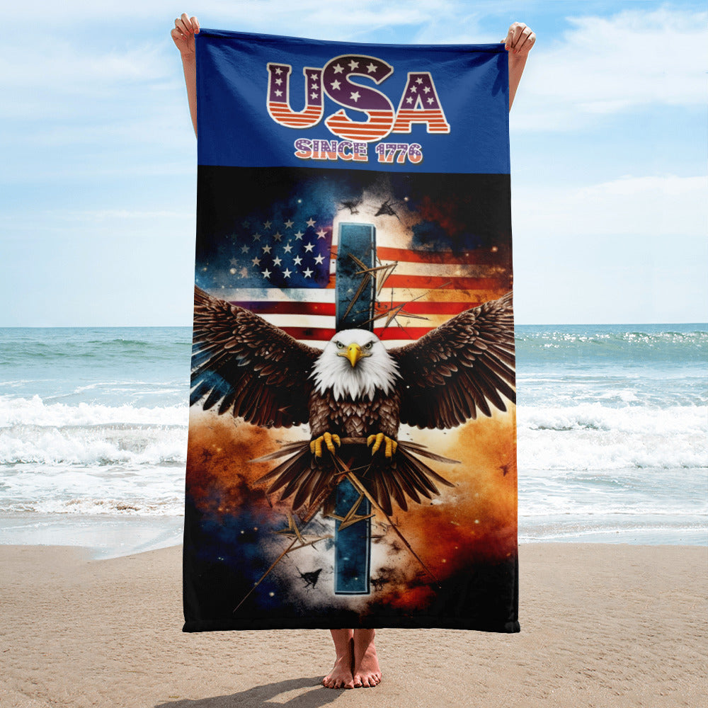 USA 1776 American Eagle Flag - Towel Royal Blue